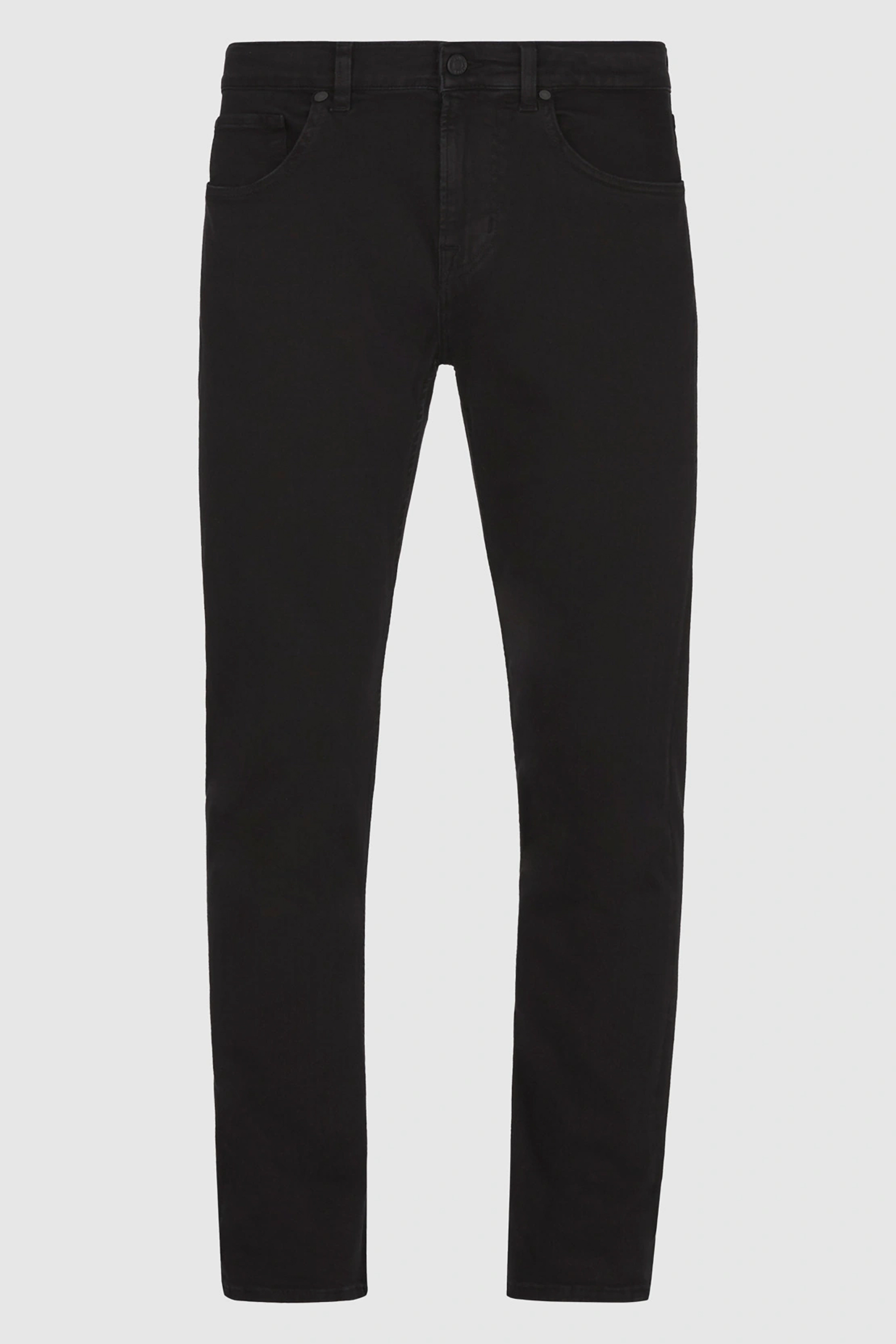 7 FOR ALL MANKIND Slim Tapered Fit Luxe Performance Plus Black Denim Jeans Slimmy Tapered Bekleidung, Hosen, Jeans