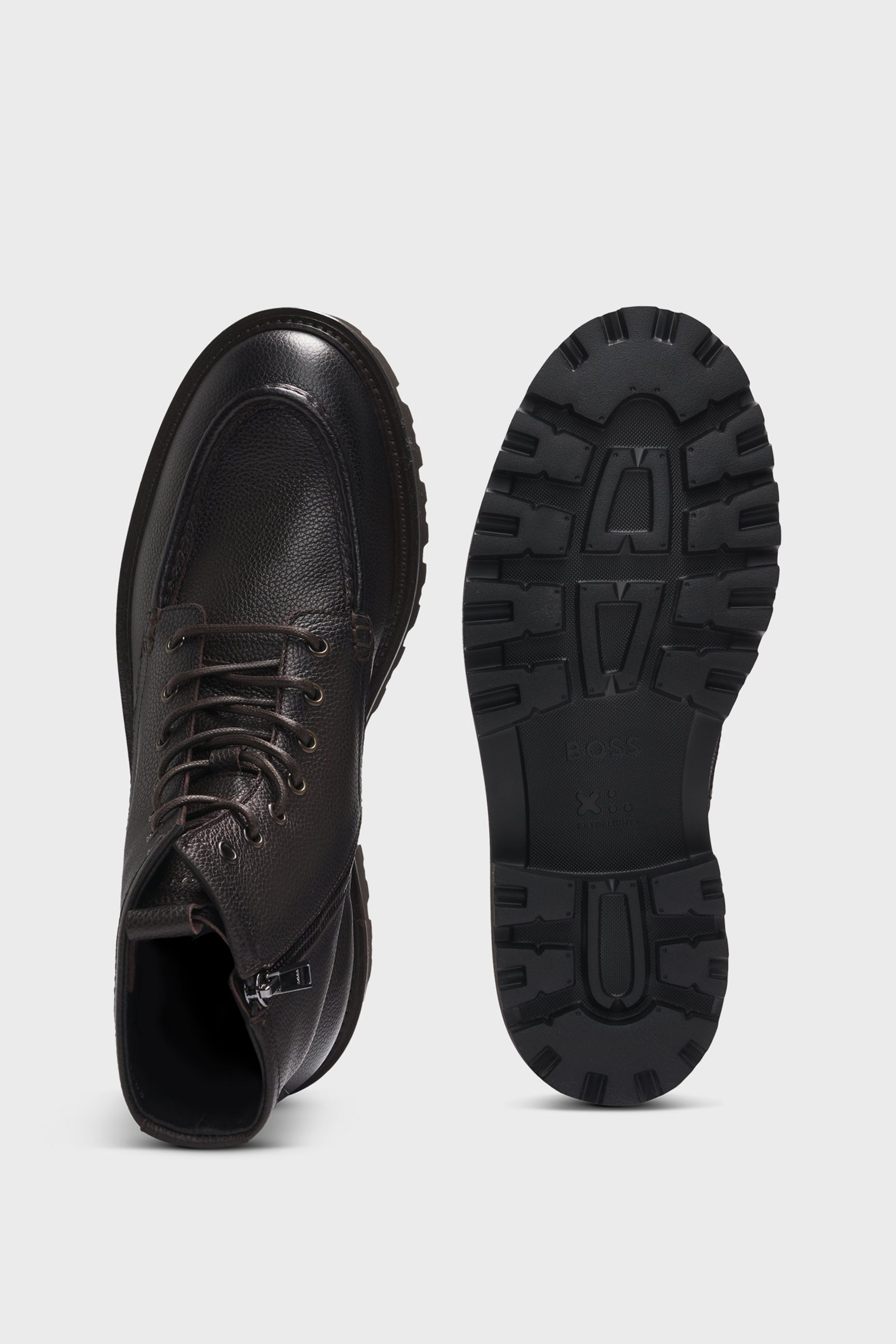BOSS Grained Leather Lace-Up Ankle Boots Julyo BOSS Grained Leather Lace-Up Ankle Boots Julyo