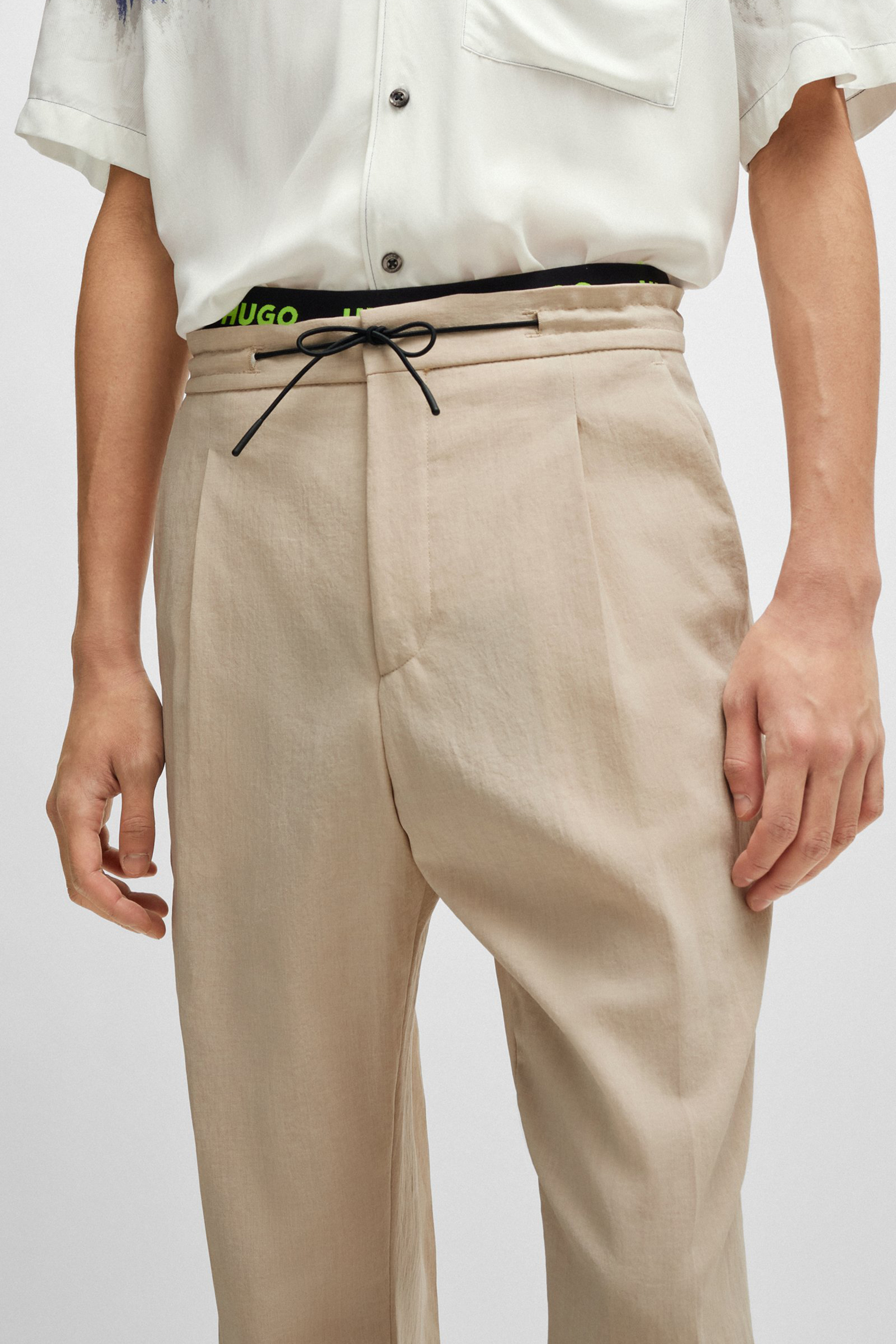 HUGO Modern-Fit Linen Optic Pants Teagan