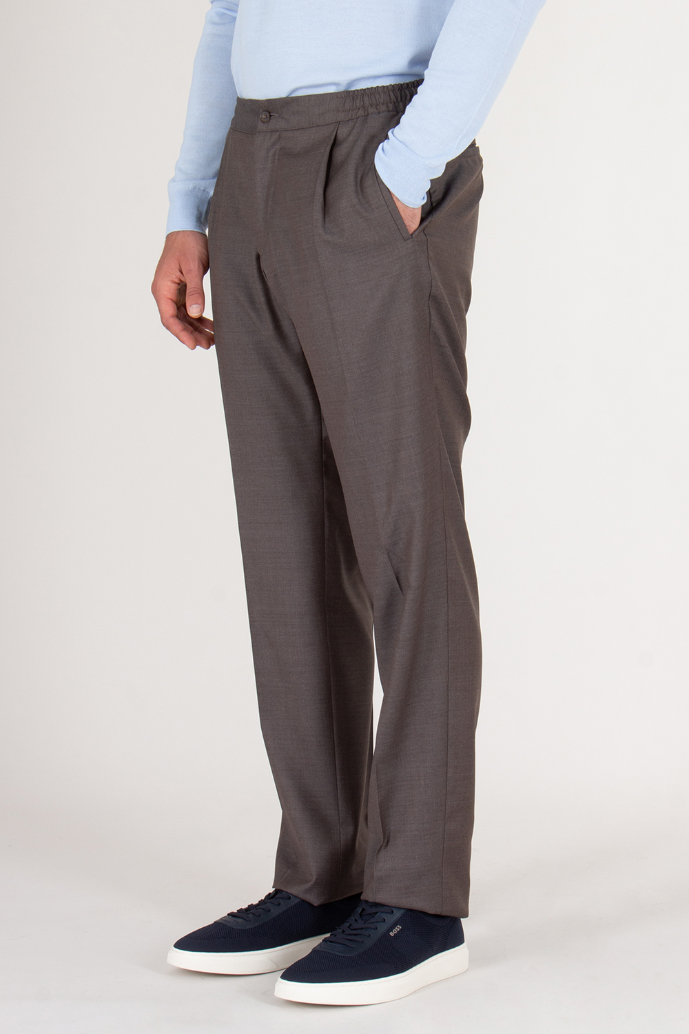 KITON Regular Fit Tailored Virgin wool Drawcord Trousers