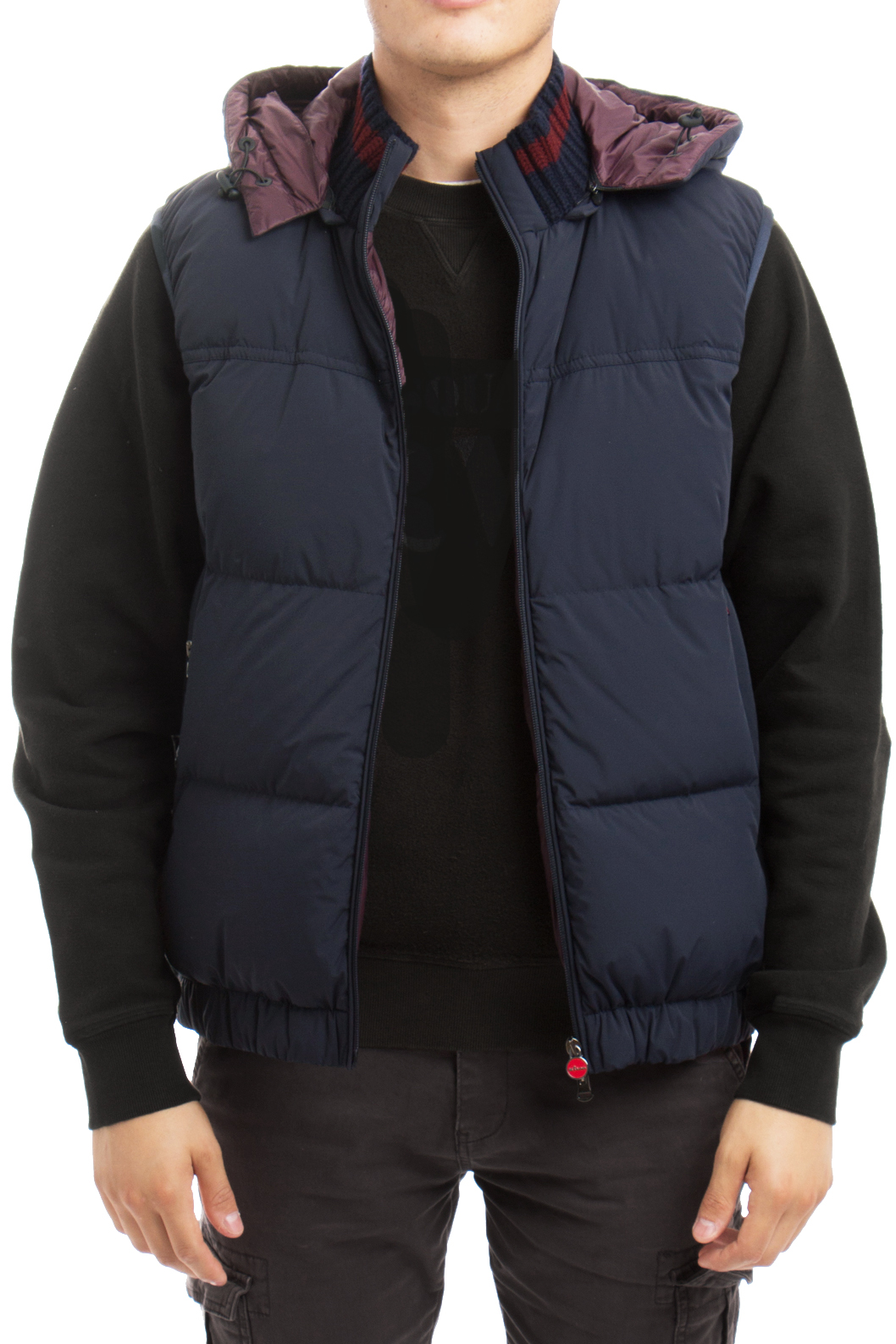 KITON Hooded Down Vest with Contrast Collar KITON Hooded Down Vest with Contrast Collar