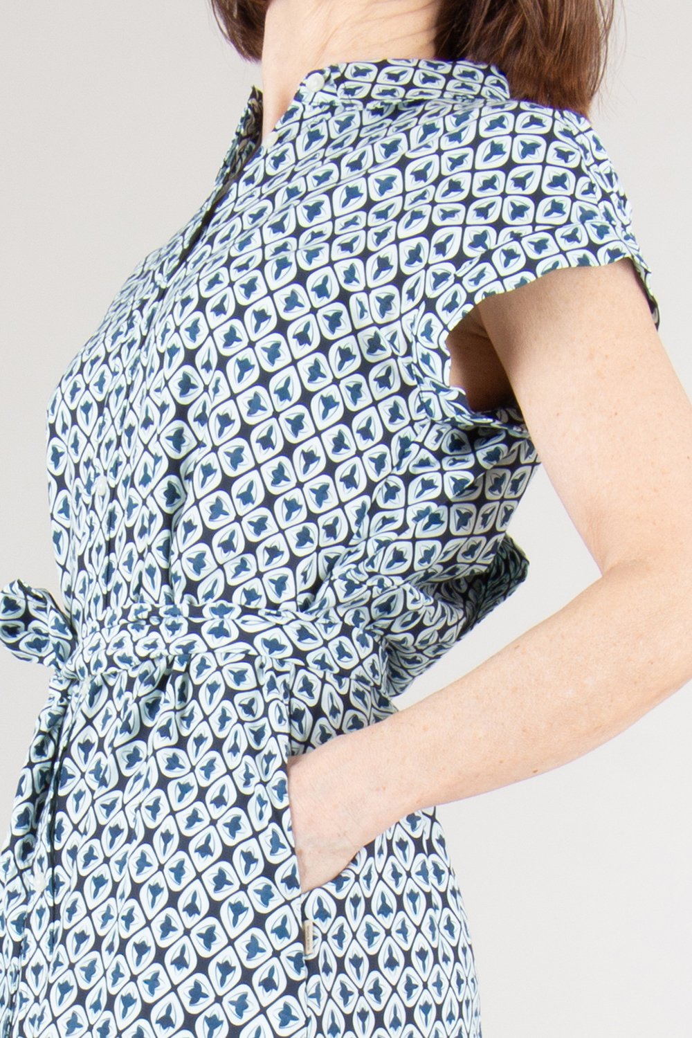 WOOLRICH Printed Cap Sleeve Shirt Dress 