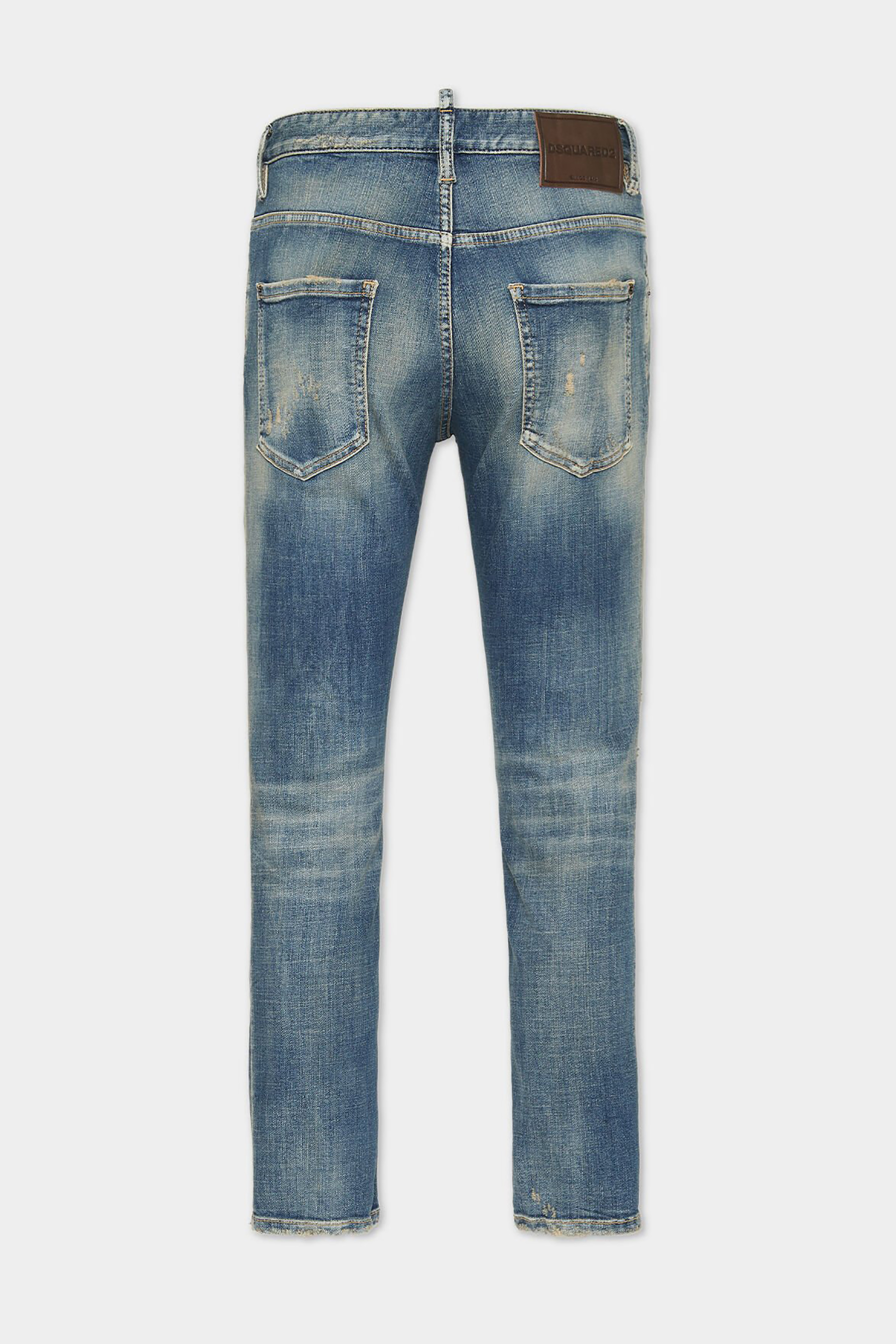 DSQUARED2 Slim Fit Medium Sandy Wash Cotton Stretch Denim Skater Jeans Bekleidung, Jeans, Hosen