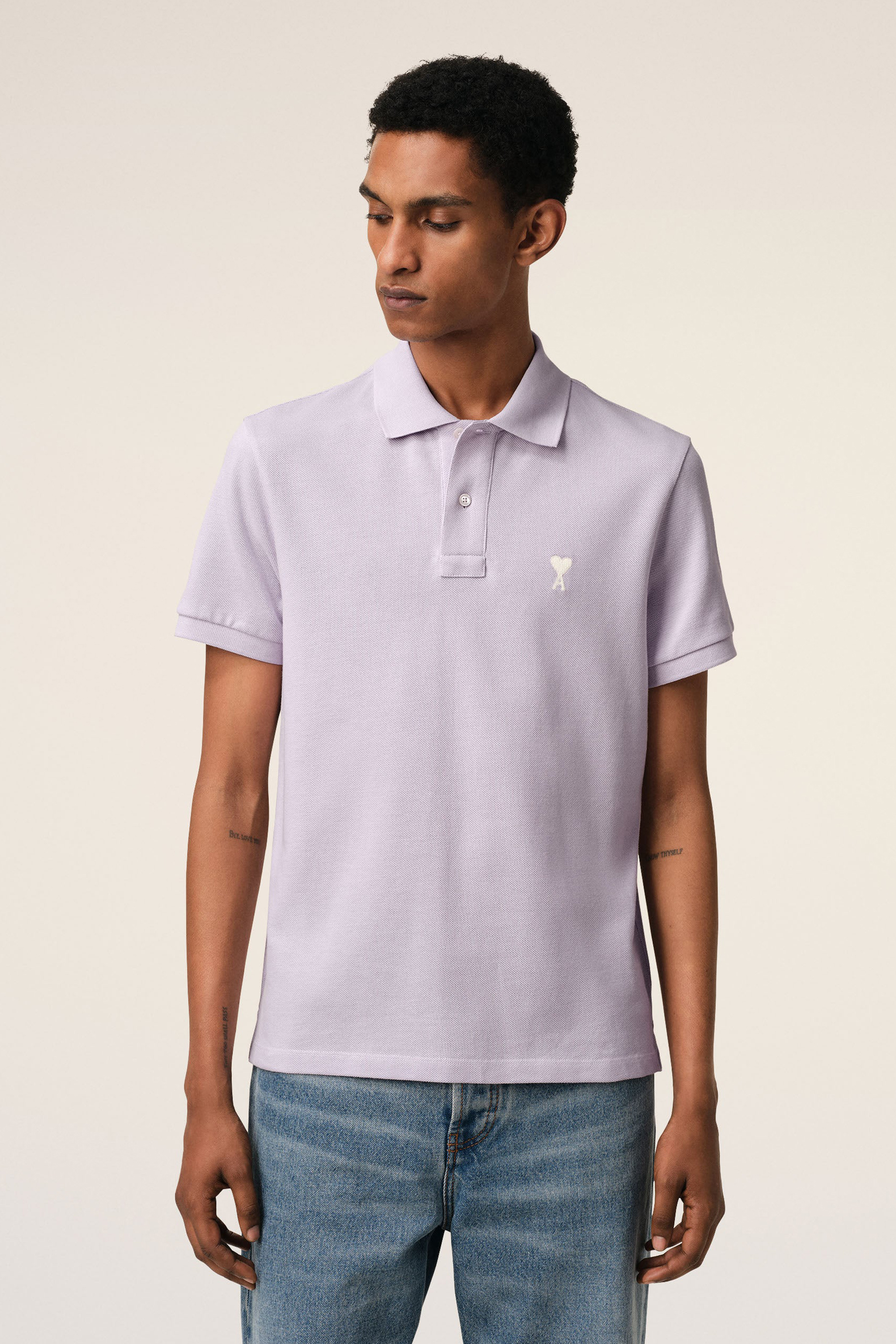 AMI PARIS Classic Fit Ami De Coeur Organic Cotton Piqué Polo Shirt