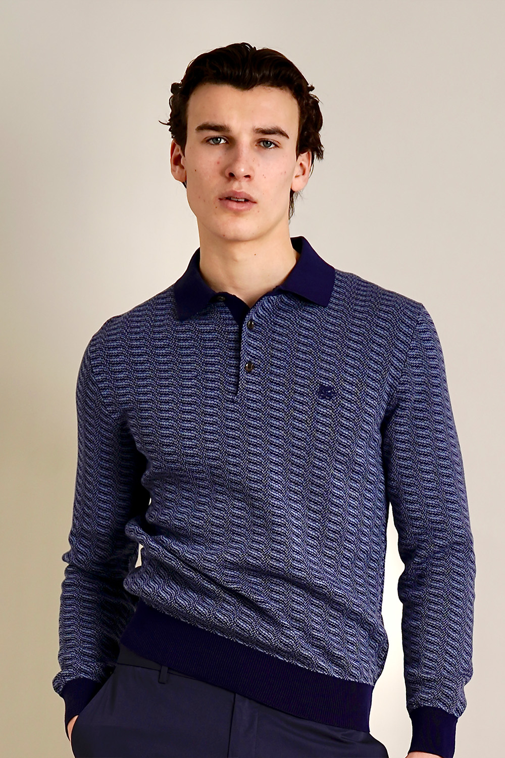 ETRO Regular Fit Jacquard Pattern Cotton Knit Polo