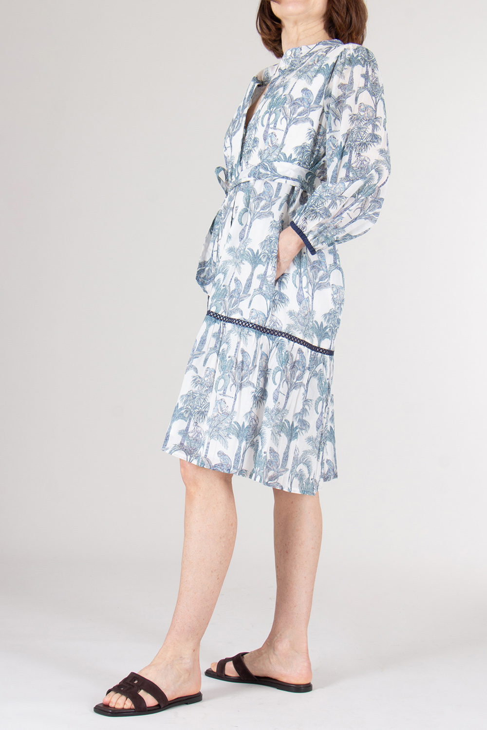 0039 ITALY Jungle Motif Cotton Shirt Dress Milo