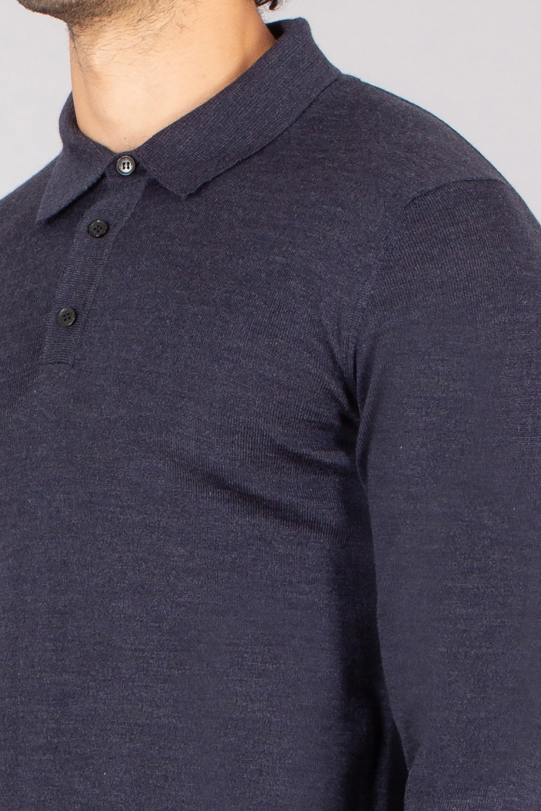 ROBERTO COLLINA Regular Fit Extra-Fine Wool Knit Polo Hemd, Langarm, Ärmel, Mann, Person