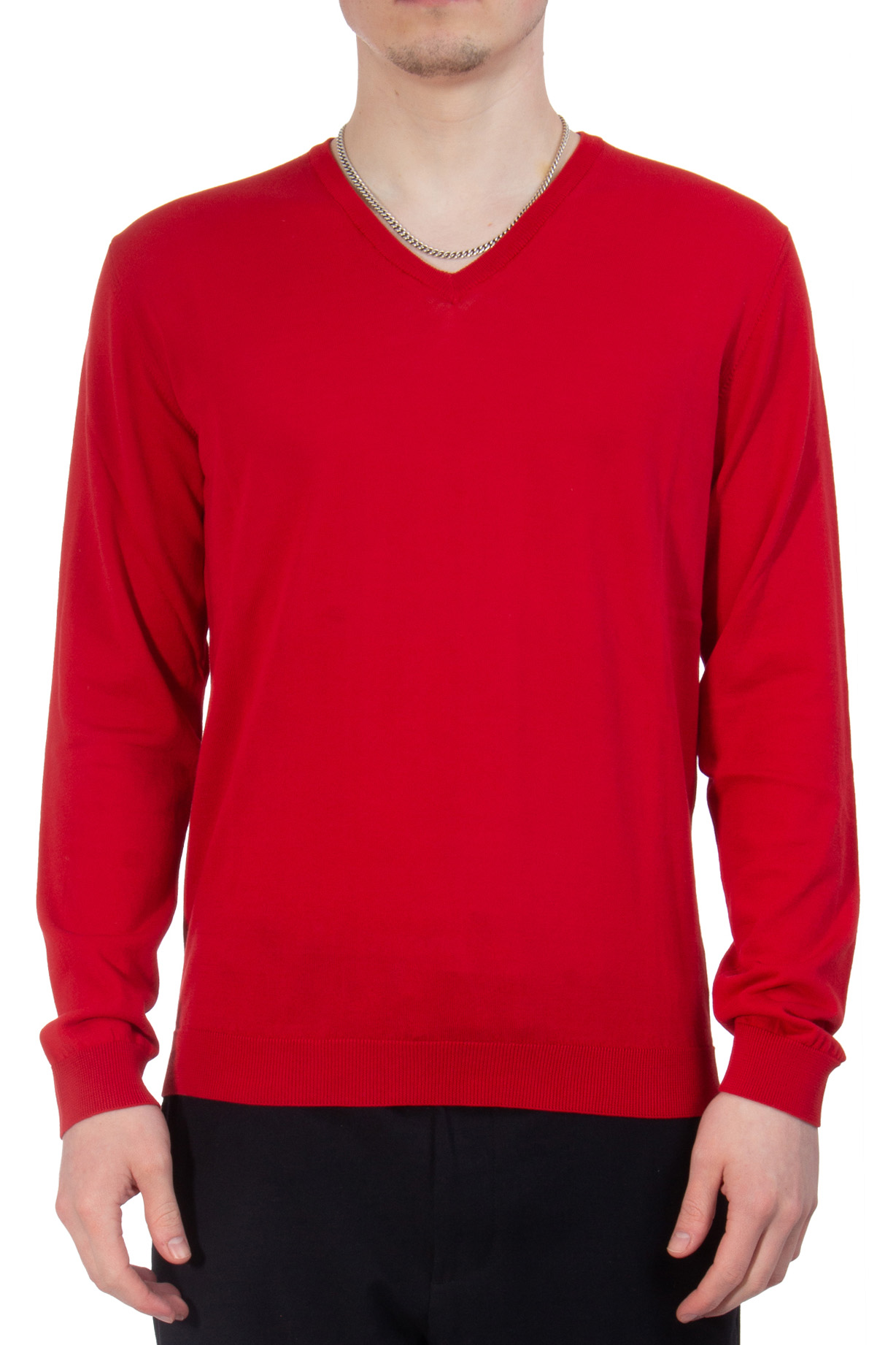 ROBERTO COLLINA V-Neck Fine Knit Cotton Sweater