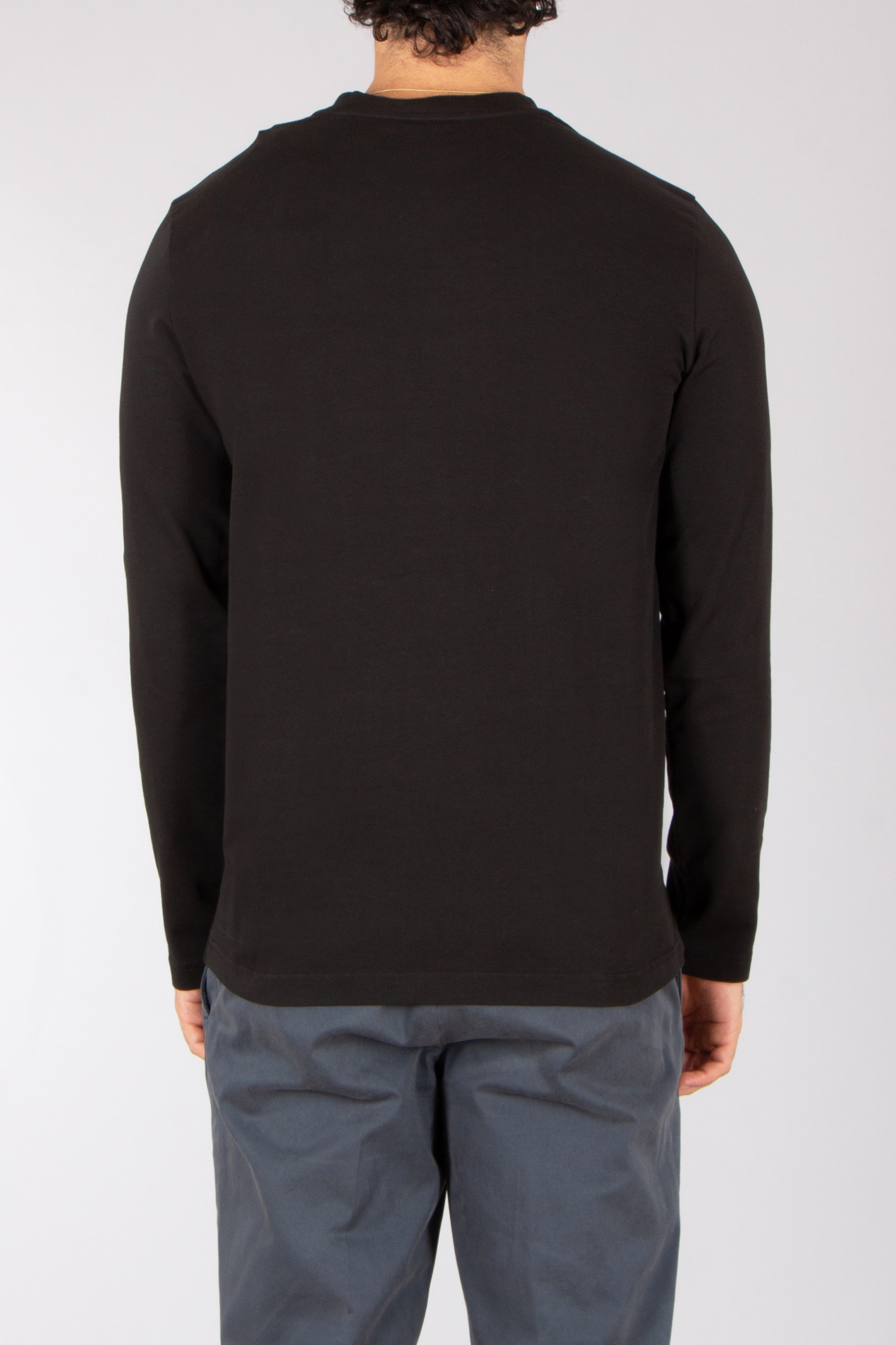 MONCLER Regular Fit Flock Print Organic Cotton Jersey Long-Sleeve T-Shirt Langarm, Ärmel, Erwachsener, Mann, Person