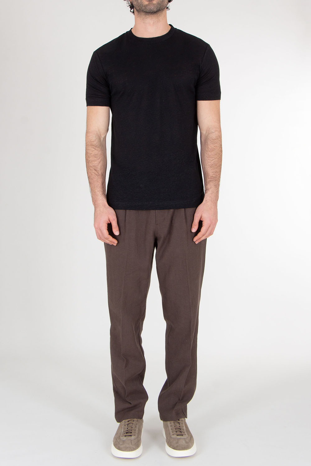 AURÉLIEN Slim Fit Linen Jersey T Shirt 
