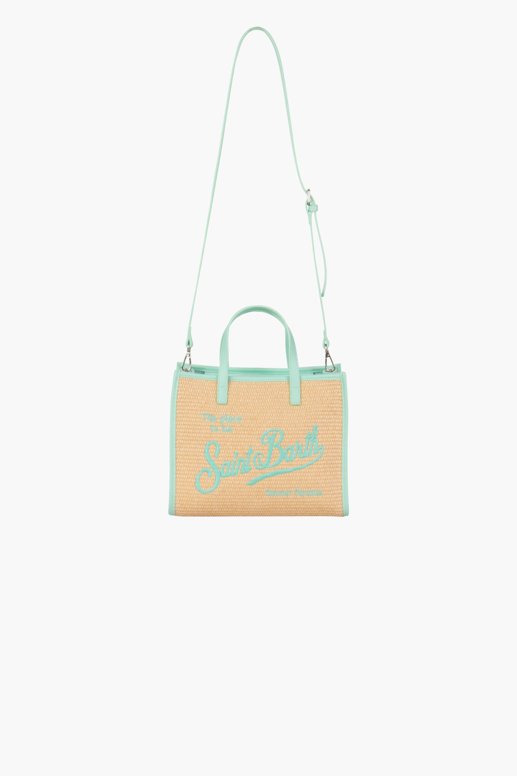 MC 2 SAINT BARTH Embroidered Vivian Mid Straw Bag MC 2 SAINT BARTH Embroidered Vivian Mid Straw Bag