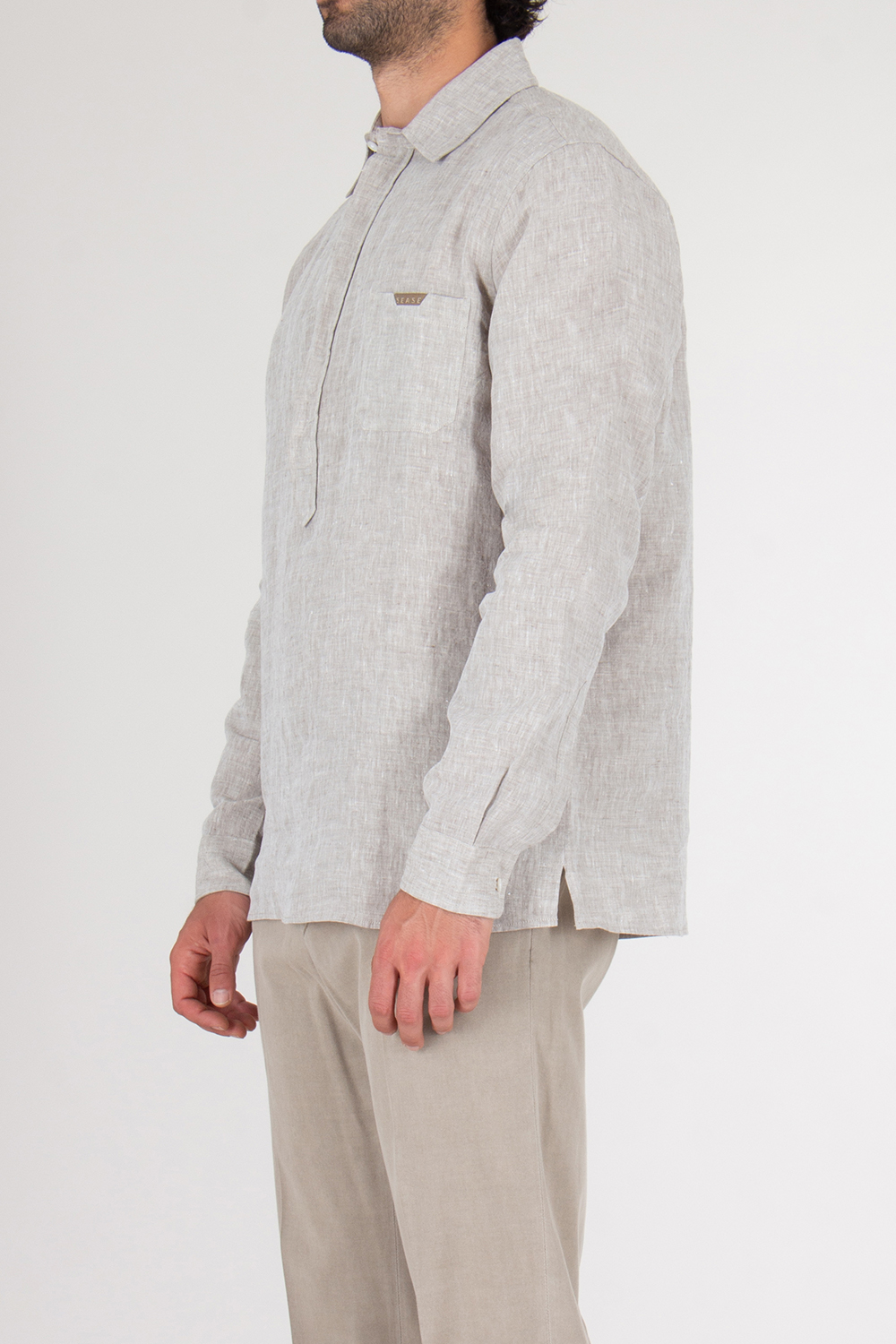 SEASE Regular Fit Linen Half Button Down Shirt