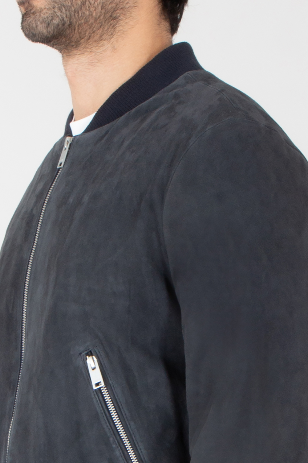 ARMA Regular Fit Goat Suede Bomber Jacket Didier