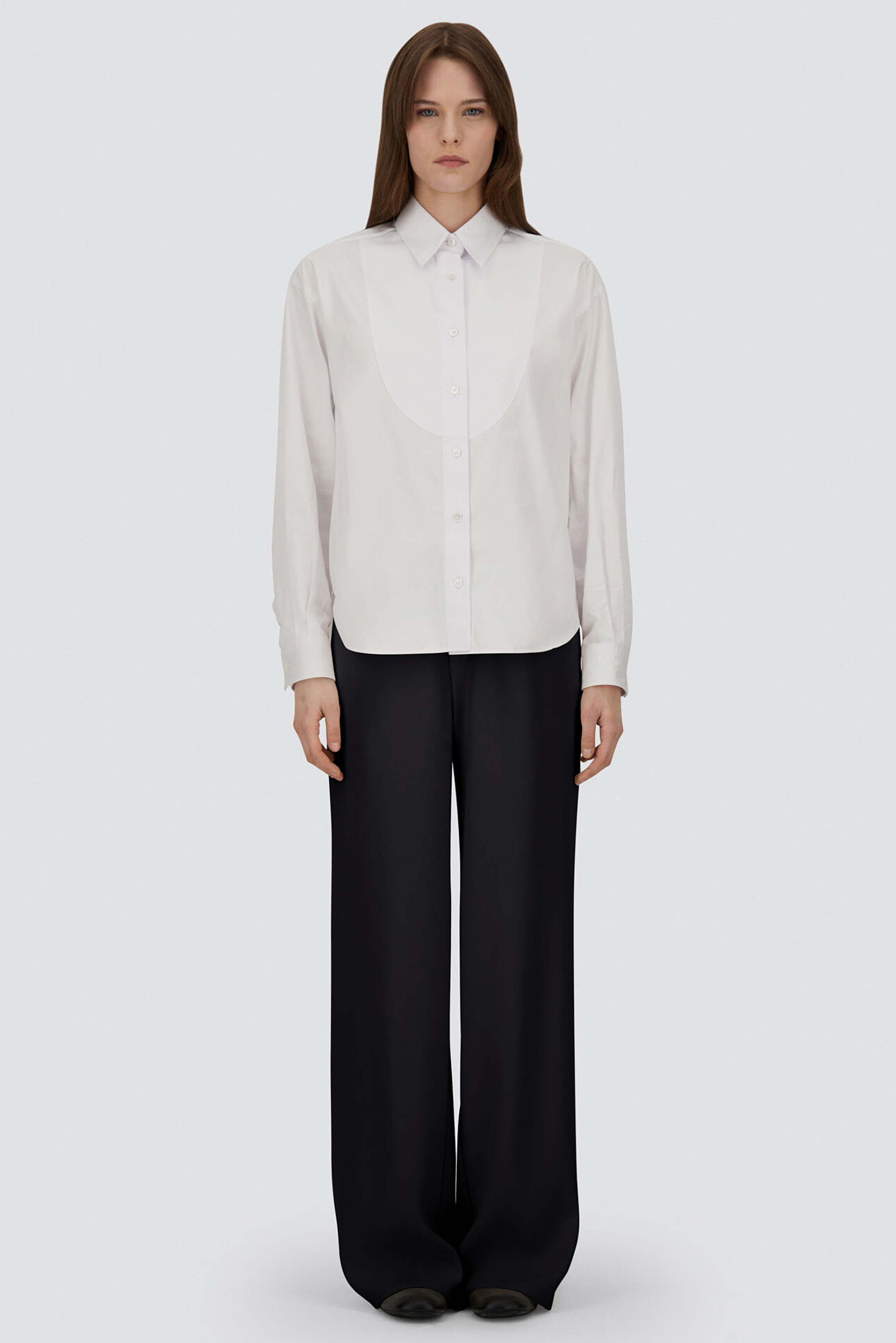 HERNO Regular Fit Matt Crepe Satin Pants Bluse, Kleidung, Hemd, Hosen, Kleid, Hemd