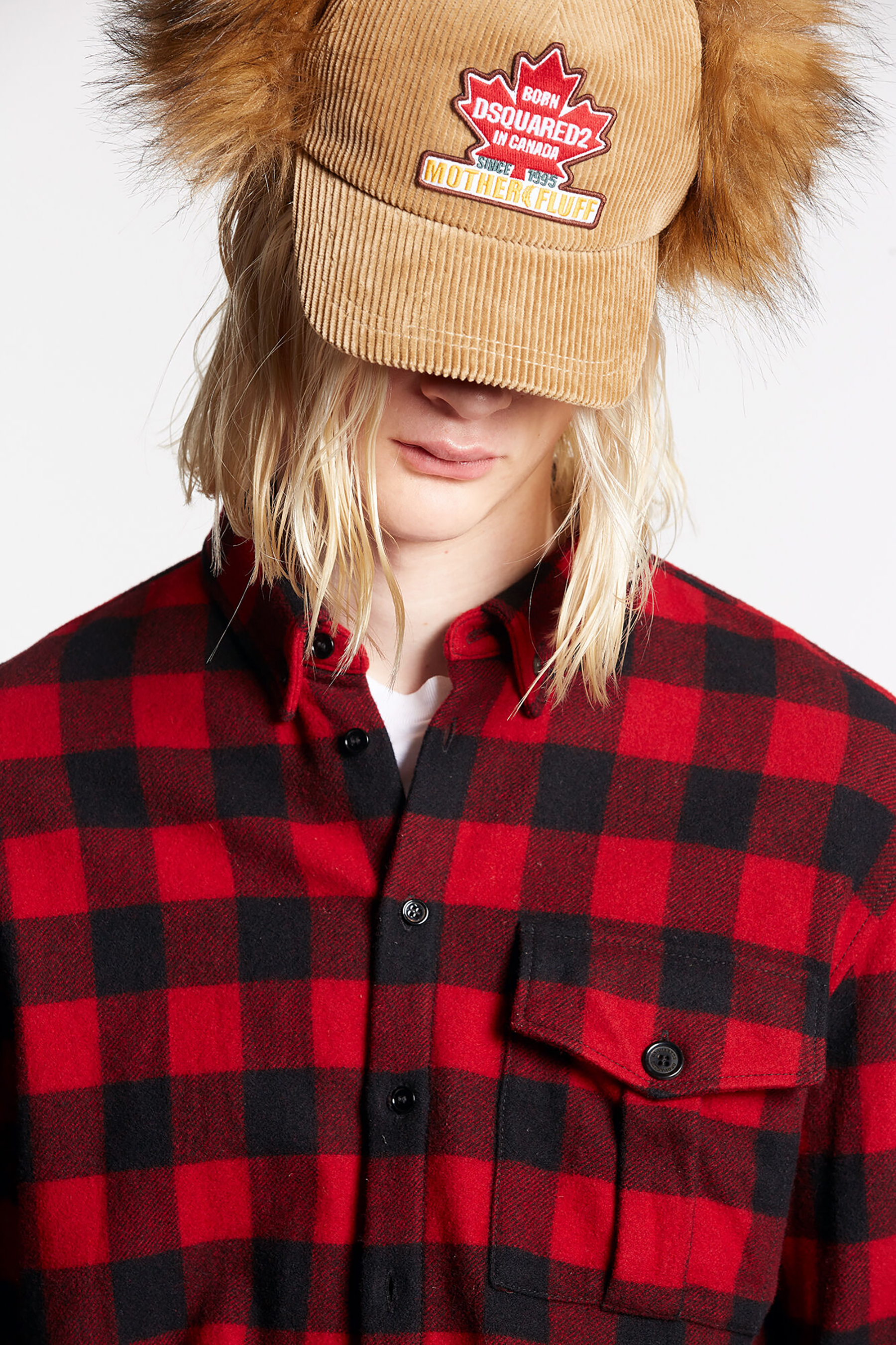 DSQUARED2 Big Logo Wool Blend Flannel Shirt Relaxed Dan DSQUARED2 Big Logo Wool Blend Flannel Shirt Relaxed Dan