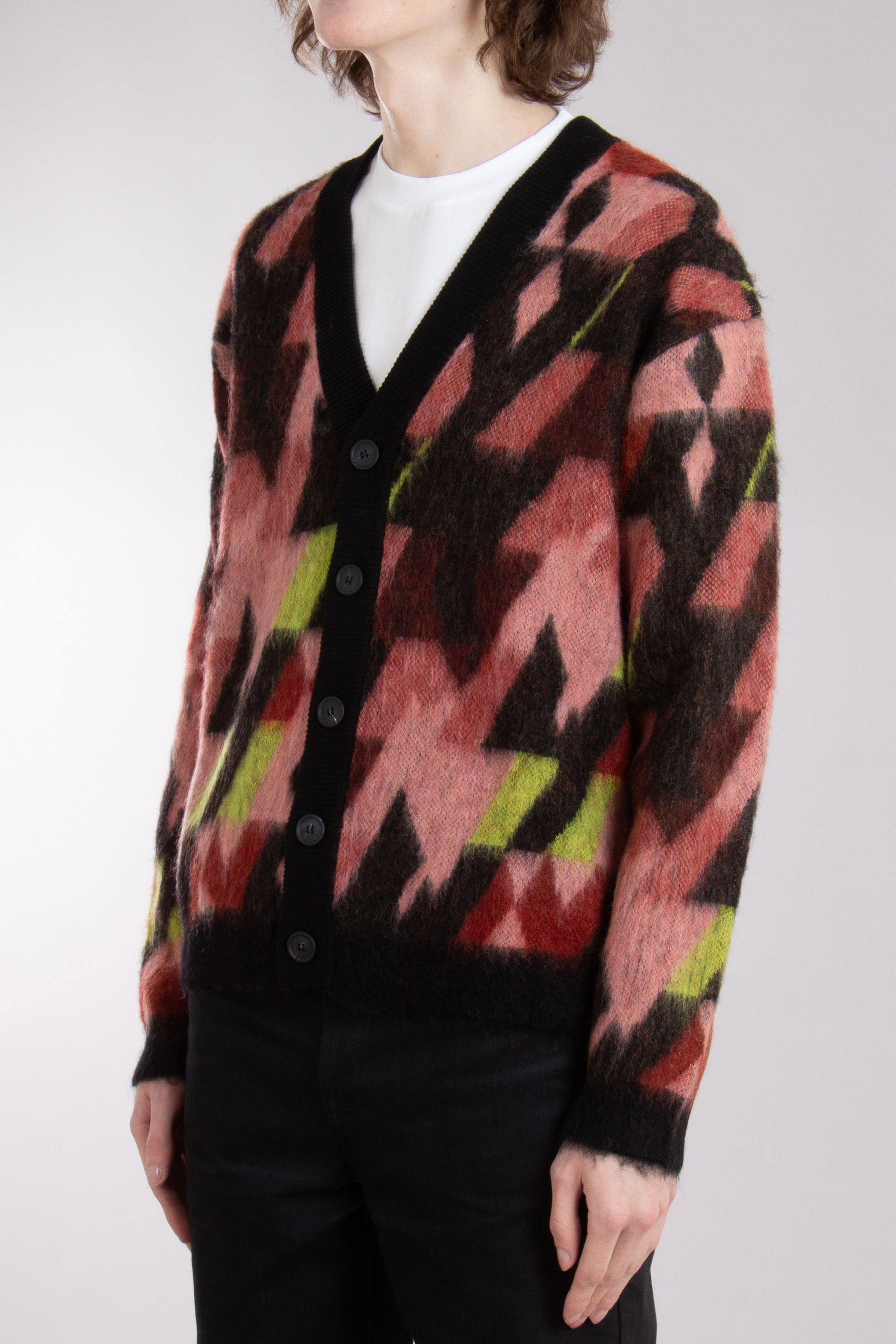 MAISON KITSUNÉ Graphic Mohair Blend Jacquard Cardigan MAISON KITSUNÉ Graphic Mohair Blend Jacquard Cardigan