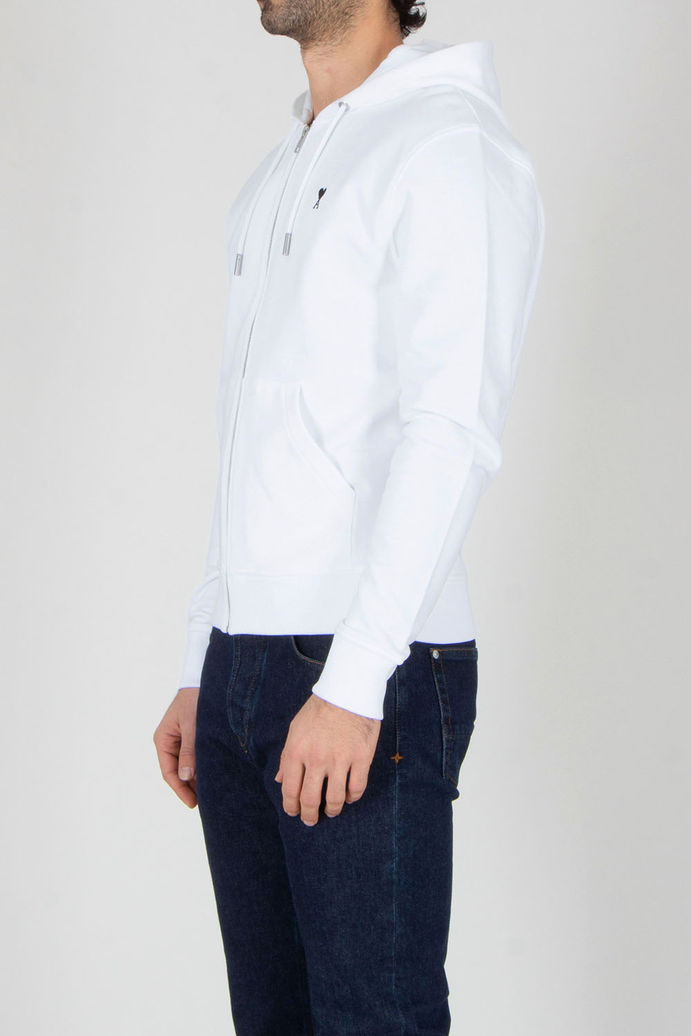 AMI PARIS Classic Fit Ami De Coeur Cotton Fleece Zip-Up Hoodie