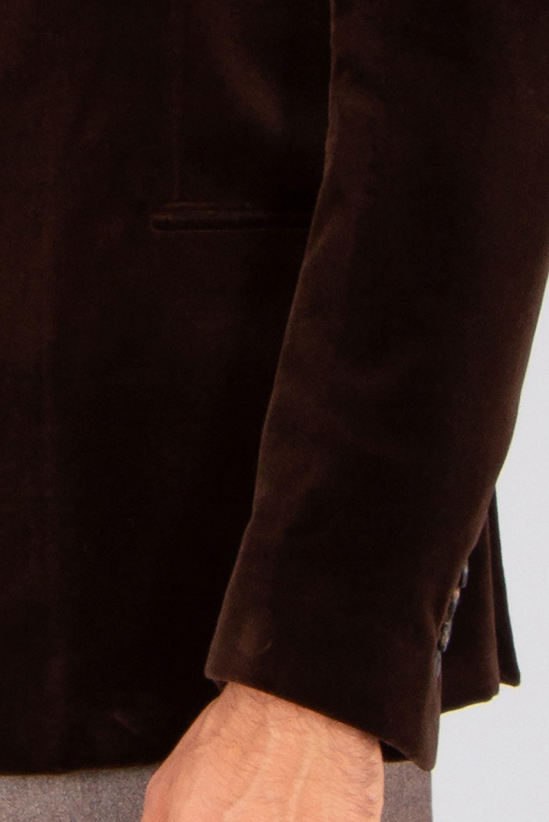 EMPORIO ARMANI Tailored Fit Cotton Velvet Jacket R Line Langarm, Samt, Mantel, Wildleder, Person