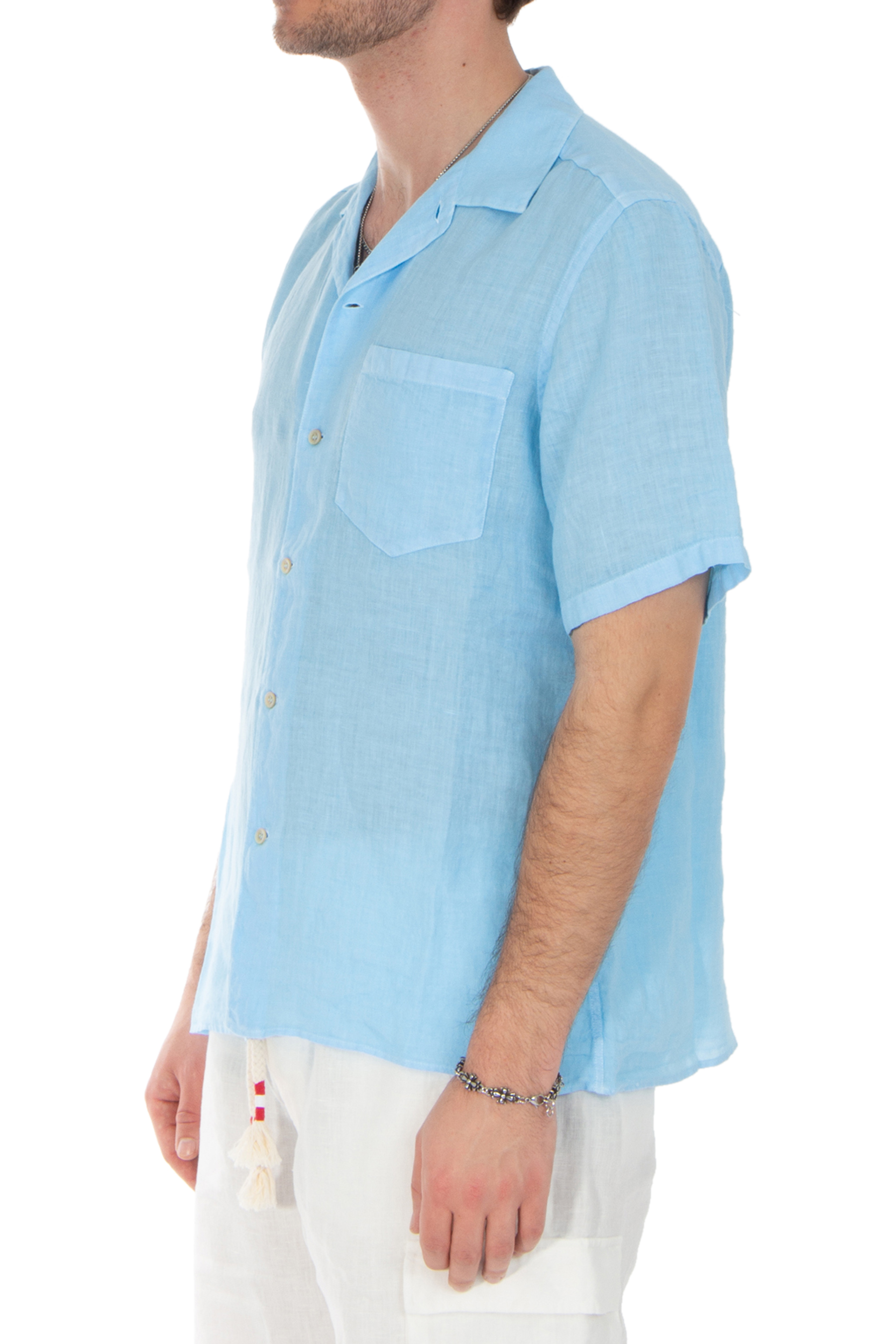 MC 2 SAINT BARTH Regular Fit Linen Short-Sleeve Shirt Sifnos