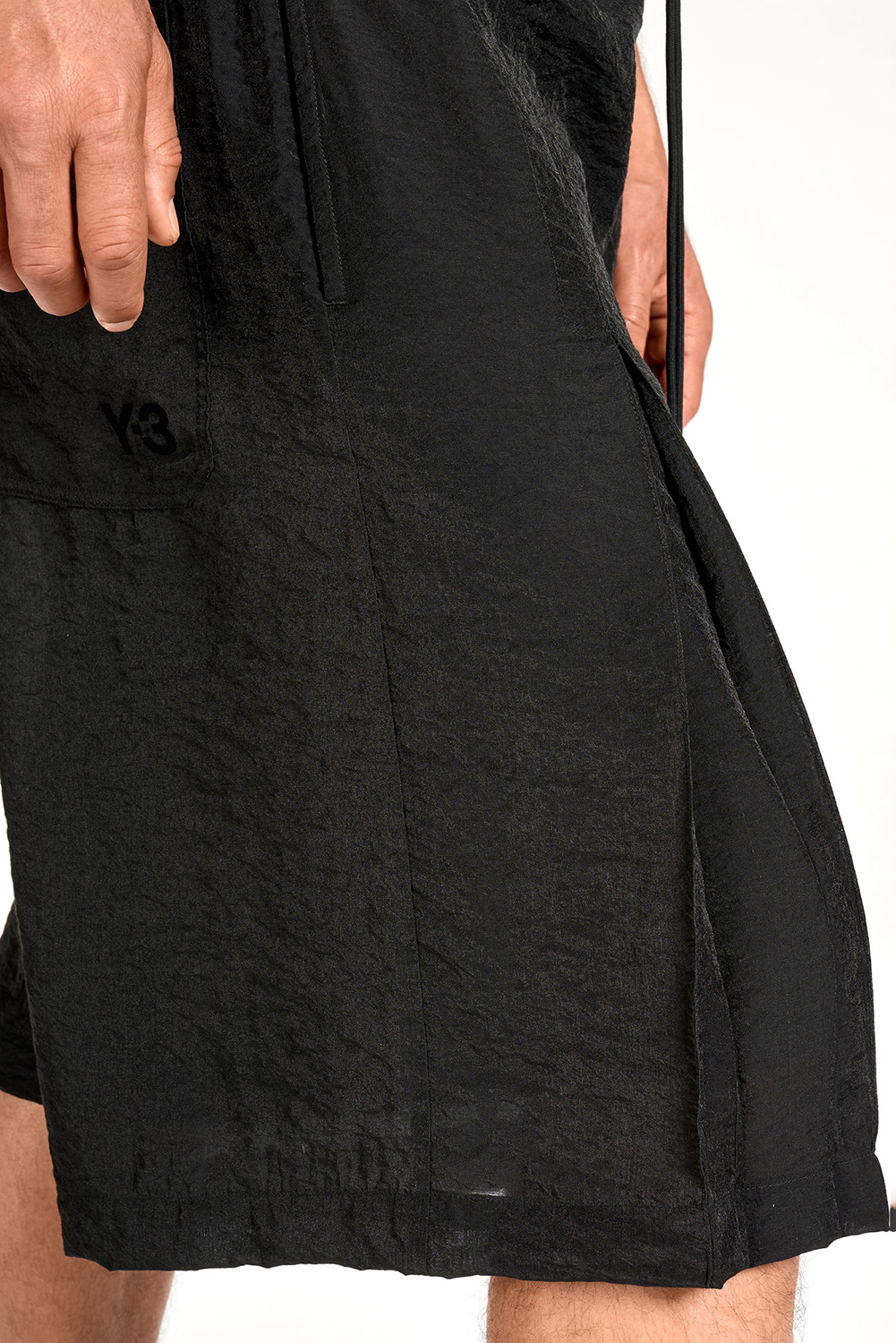 Y-3 Oversized Fit Viscose-Nylon-Linen Sport Uniform Pleated Shorts