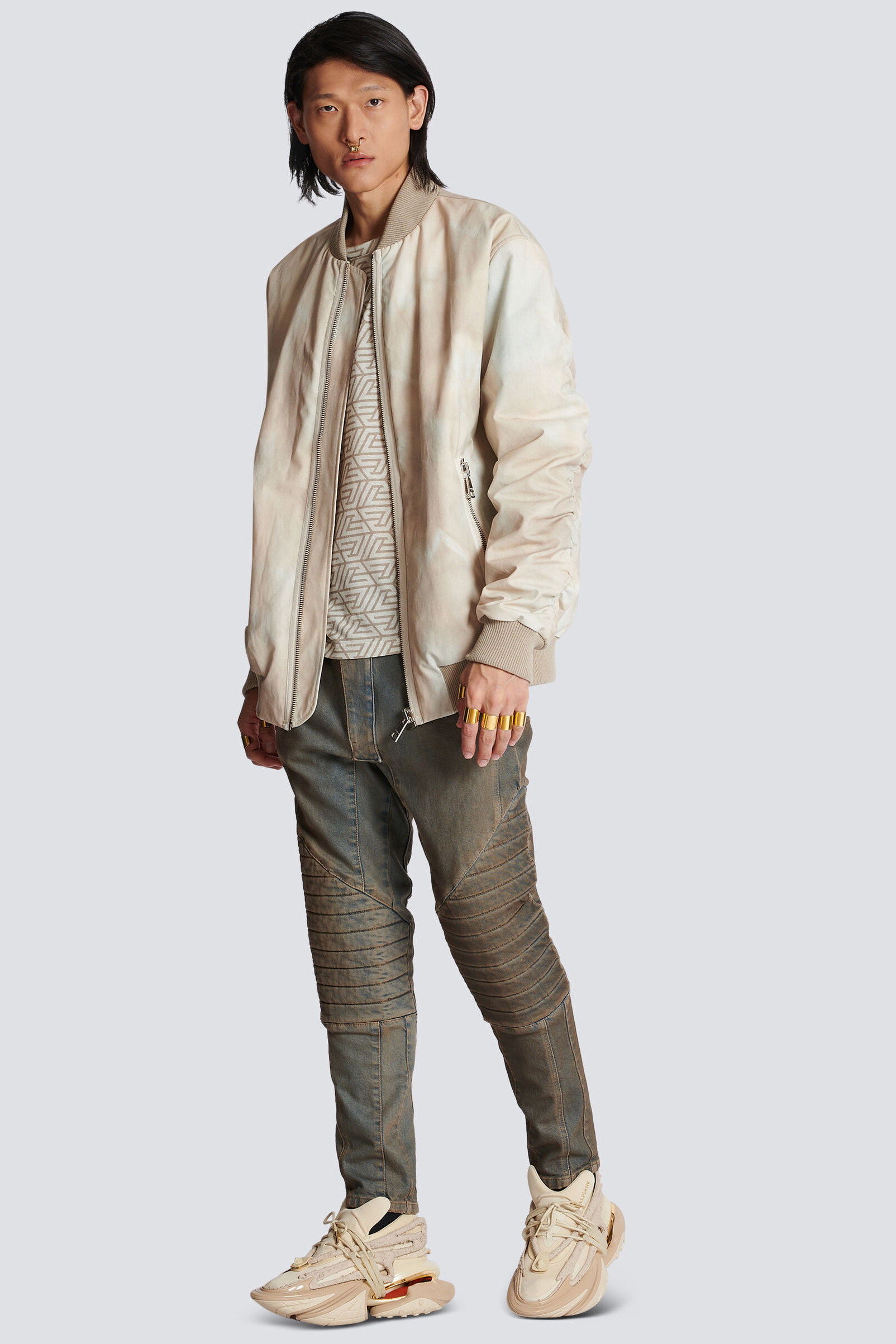 BALMAIN Desert Print Cotton Bomber Jacket BALMAIN Desert Print Cotton Bomber Jacket