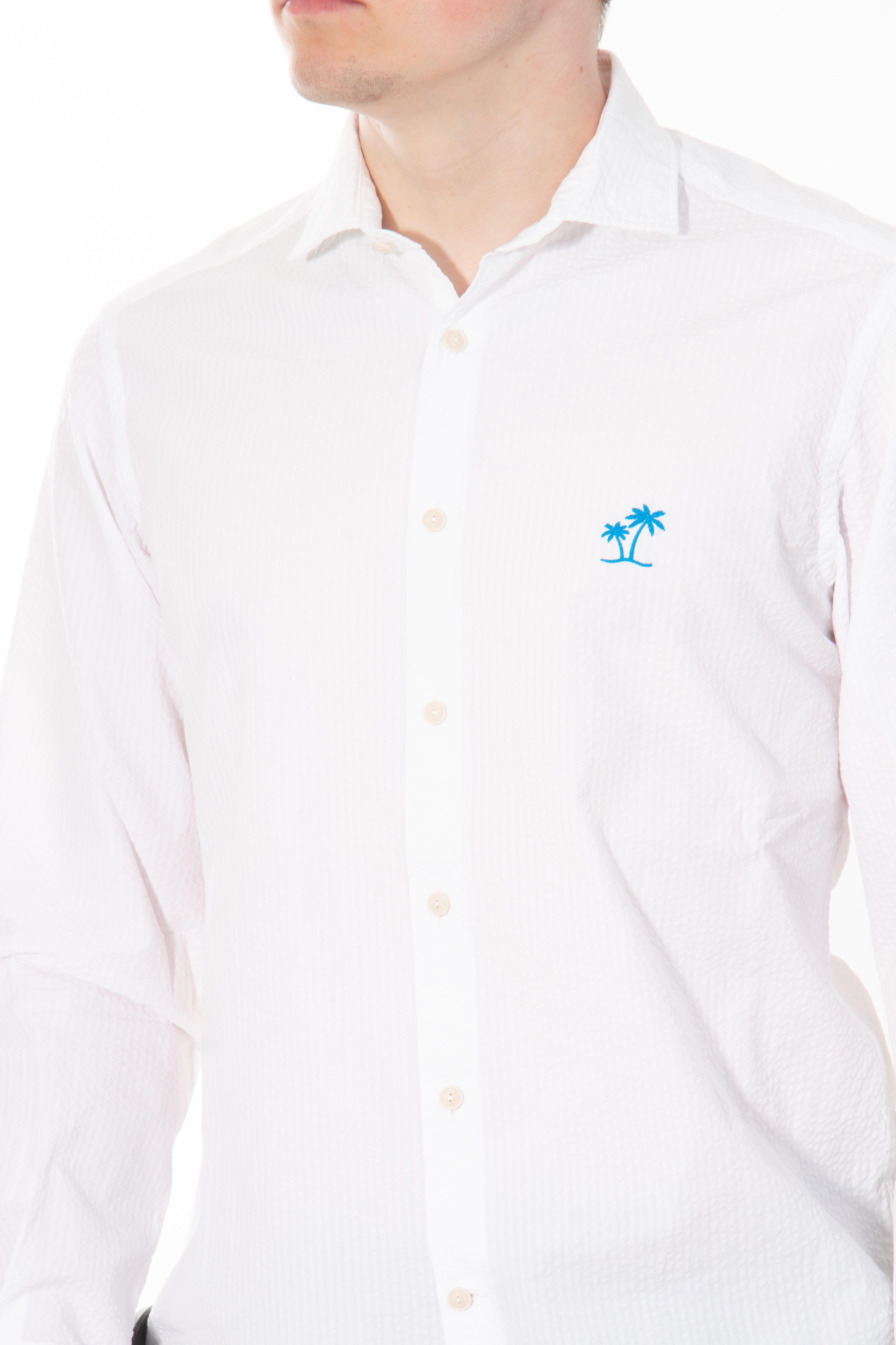 MC 2 SAINT BARTH Embroidered Seersucker Shirt MC 2 SAINT BARTH Embroidered Seersucker Shirt