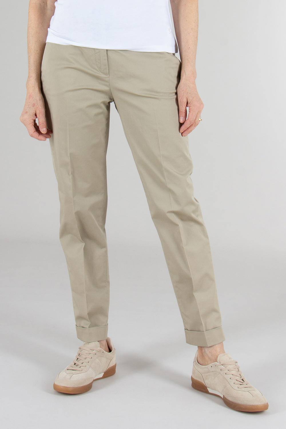 ASPESI Slim Fit Stretch Cotton Twill Trousers 