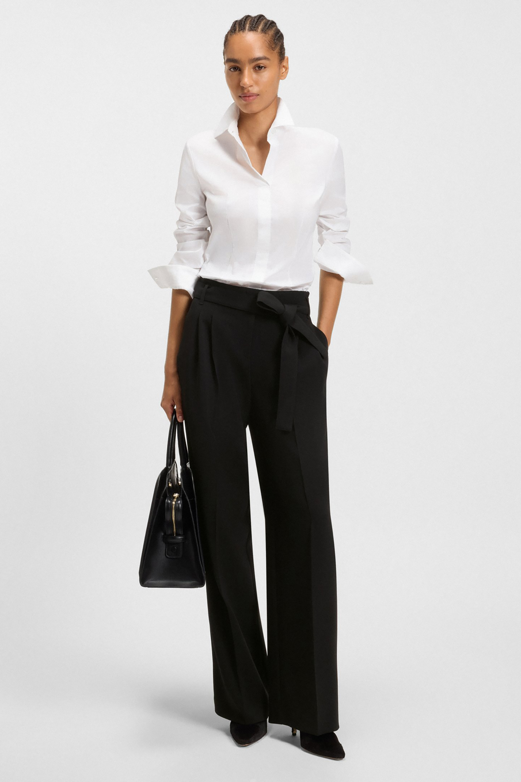 BOSS Relaxed Fit Japanese Crepe Pants Tapiana Bluse, Hosen, Hemd, Formelle Kleidung, Handtasche