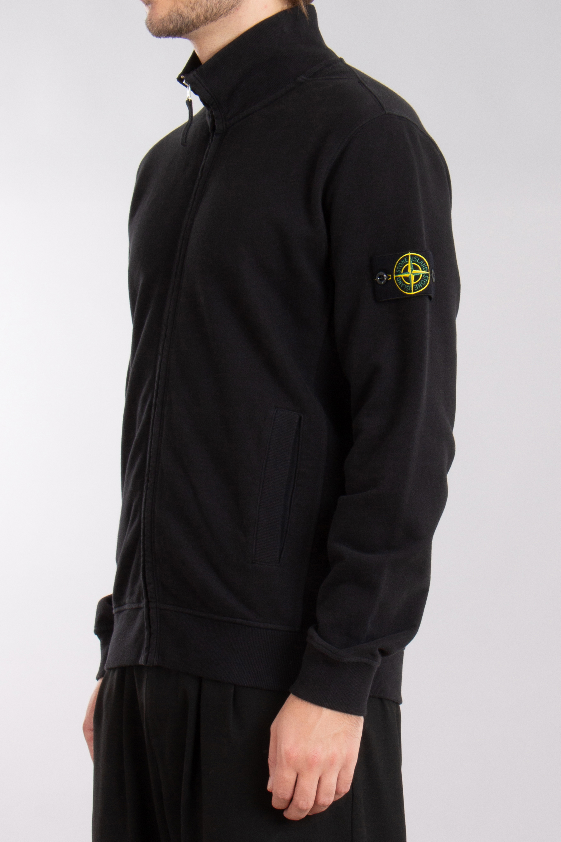 STONE ISLAND Organic Cotton Fleece Full Zip Sweatshirt