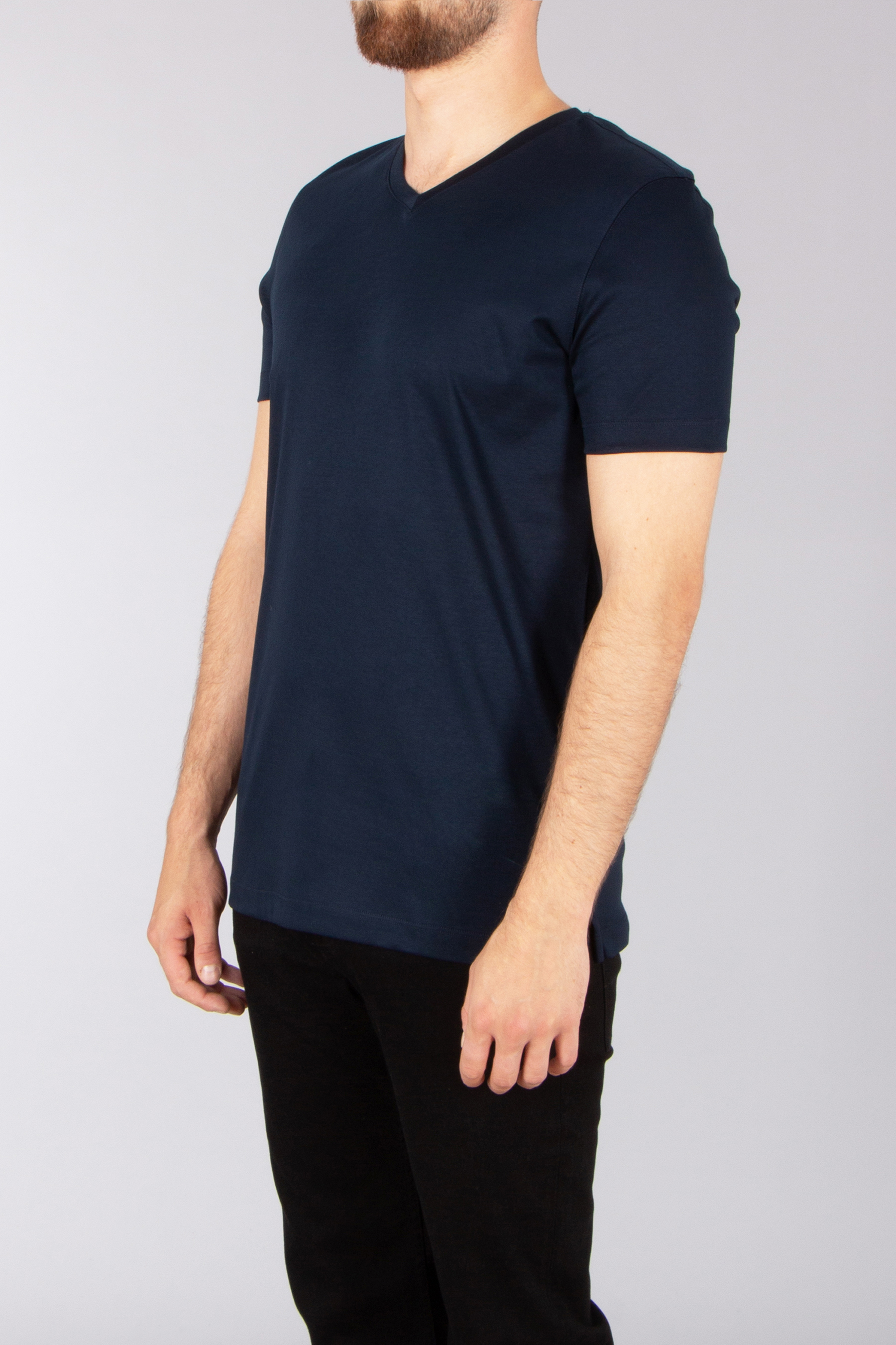 VAN LAACK Slim Fit Swiss Cotton Jersey V-Neck T-Shirt Pius T-shirt, Ärmel, Erwachsener, Mann, Person