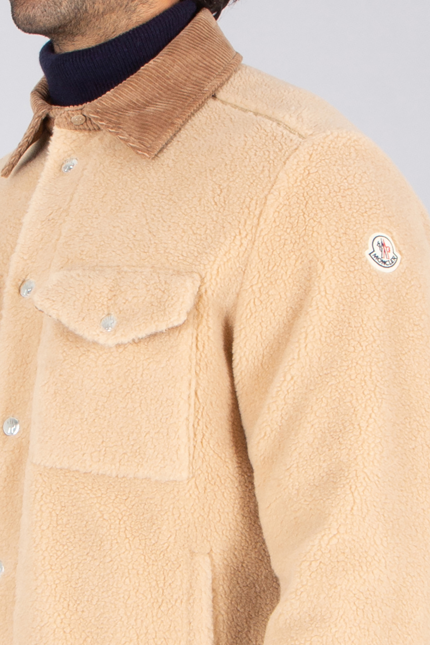 MONCLER Regular Fit Wool Blend Teddy Fleece Shirt Jacket Bekleidung, Mantel, Fleece, Jacke