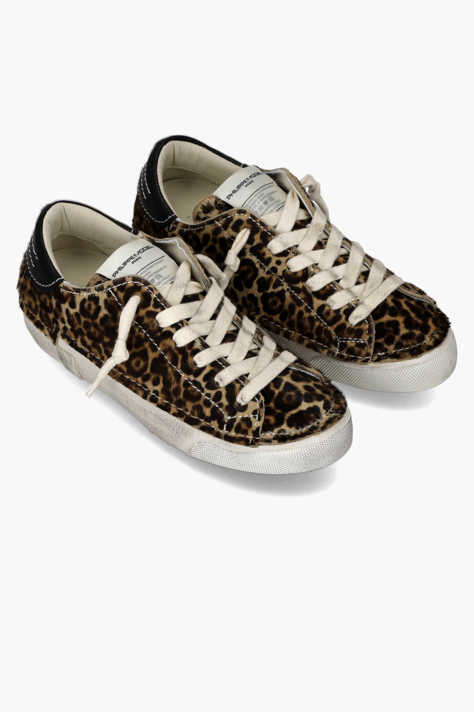 PHILIPPE MODEL Animal Print Pony Fur Sneakers Prsx Low Bekleidung, Schuhwerk, Schuh, Sneaker