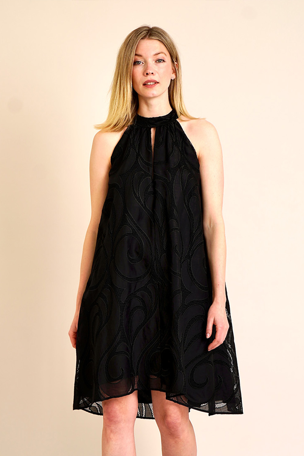 BOSS Sleeveless A Line Ramie Cutwork Dress Dalisse