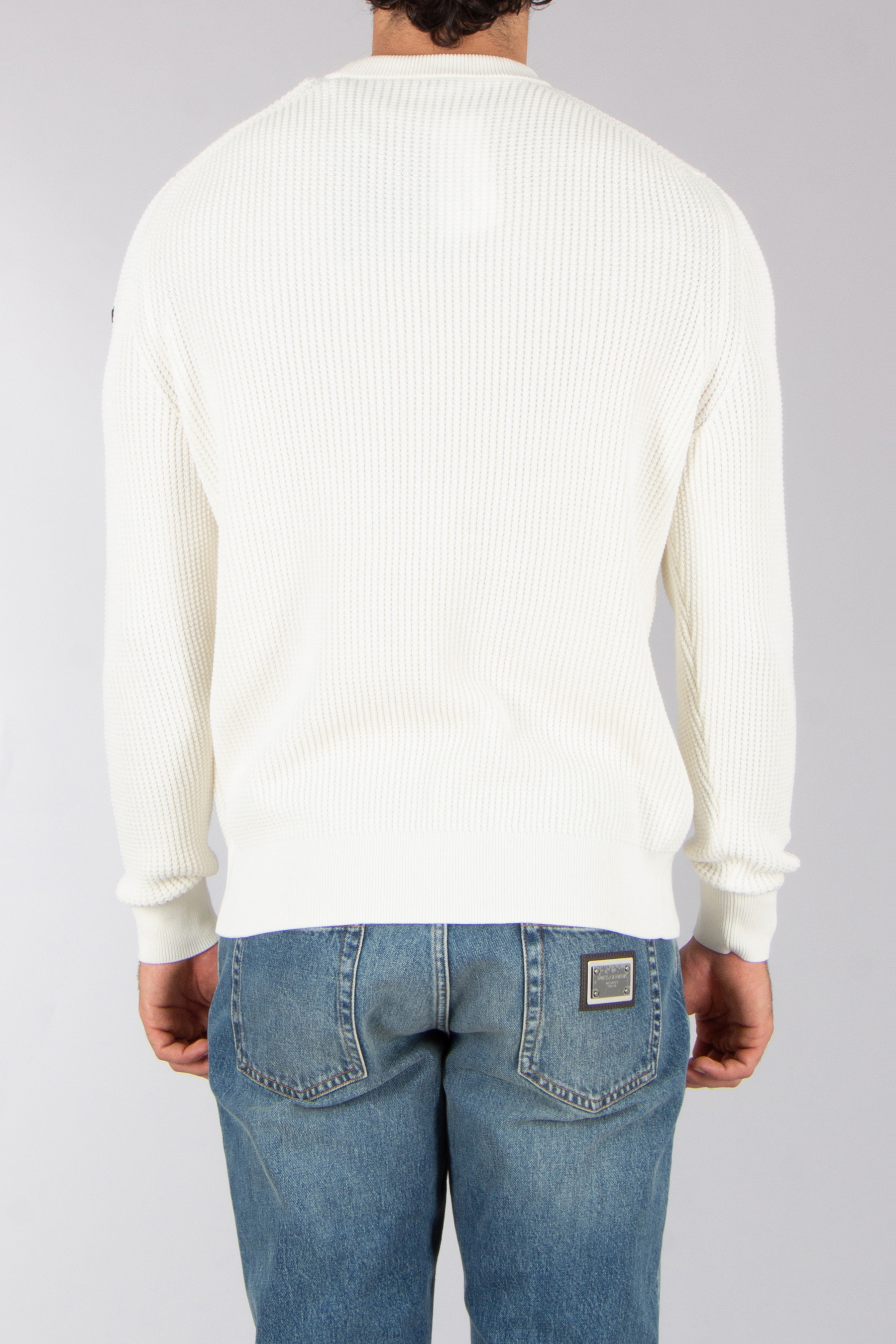 MONCLER Regular Fit Waffle Stitch Organic Cotton Sweater Strickwaren, Pullover, Langarm, Hosen, Jeans