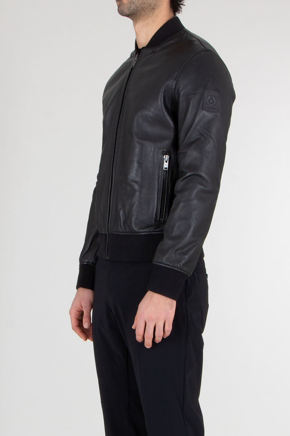 BELSTAFF Regular Fit Burnished Sheepskin Nappa Leather Bomber Jacket Landmark