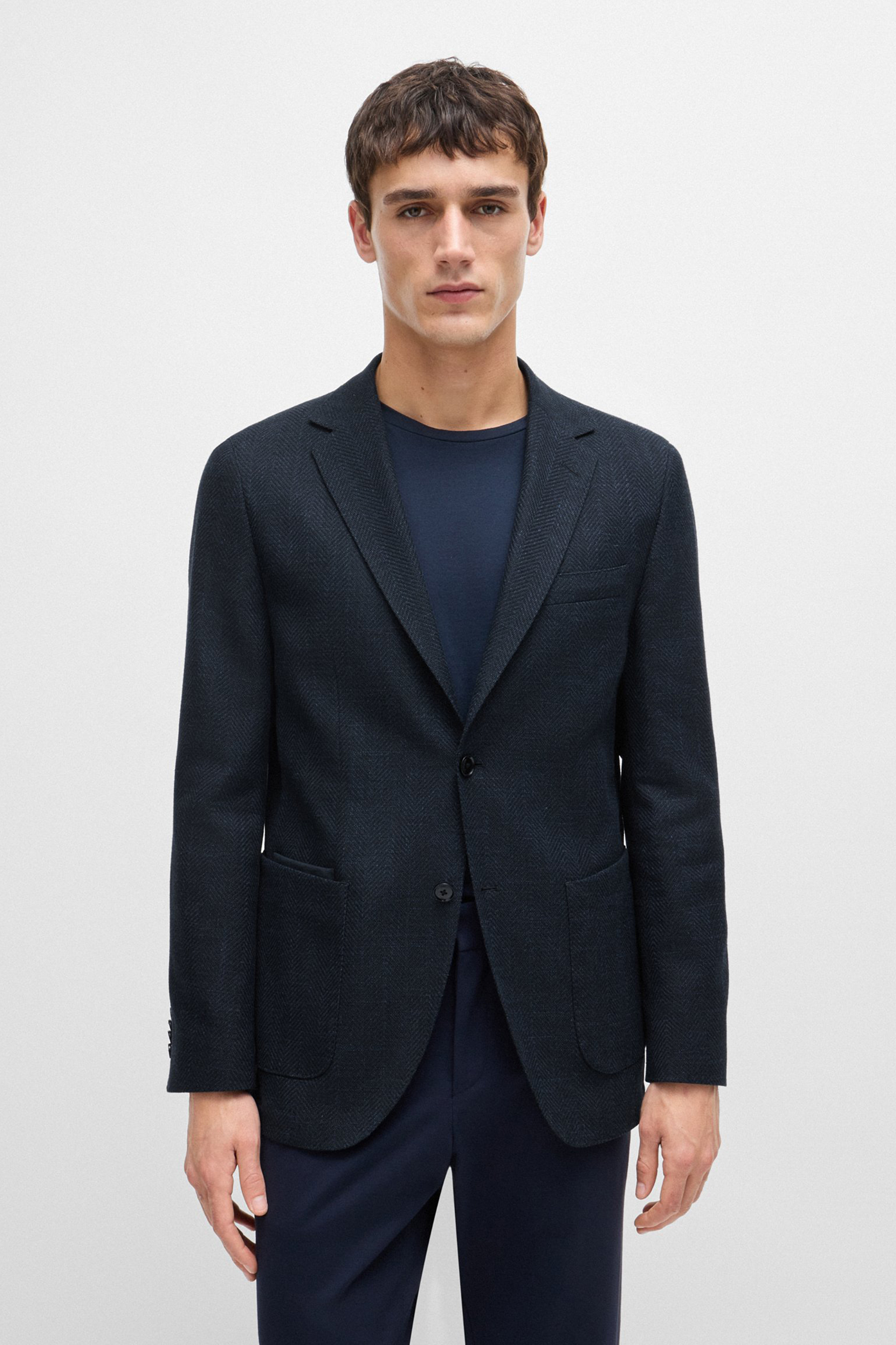 BOSS Herringbone Stretch-Cotton Blend Jacket C-Jaye BOSS Herringbone Stretch-Cotton Blend Jacket C-Jaye