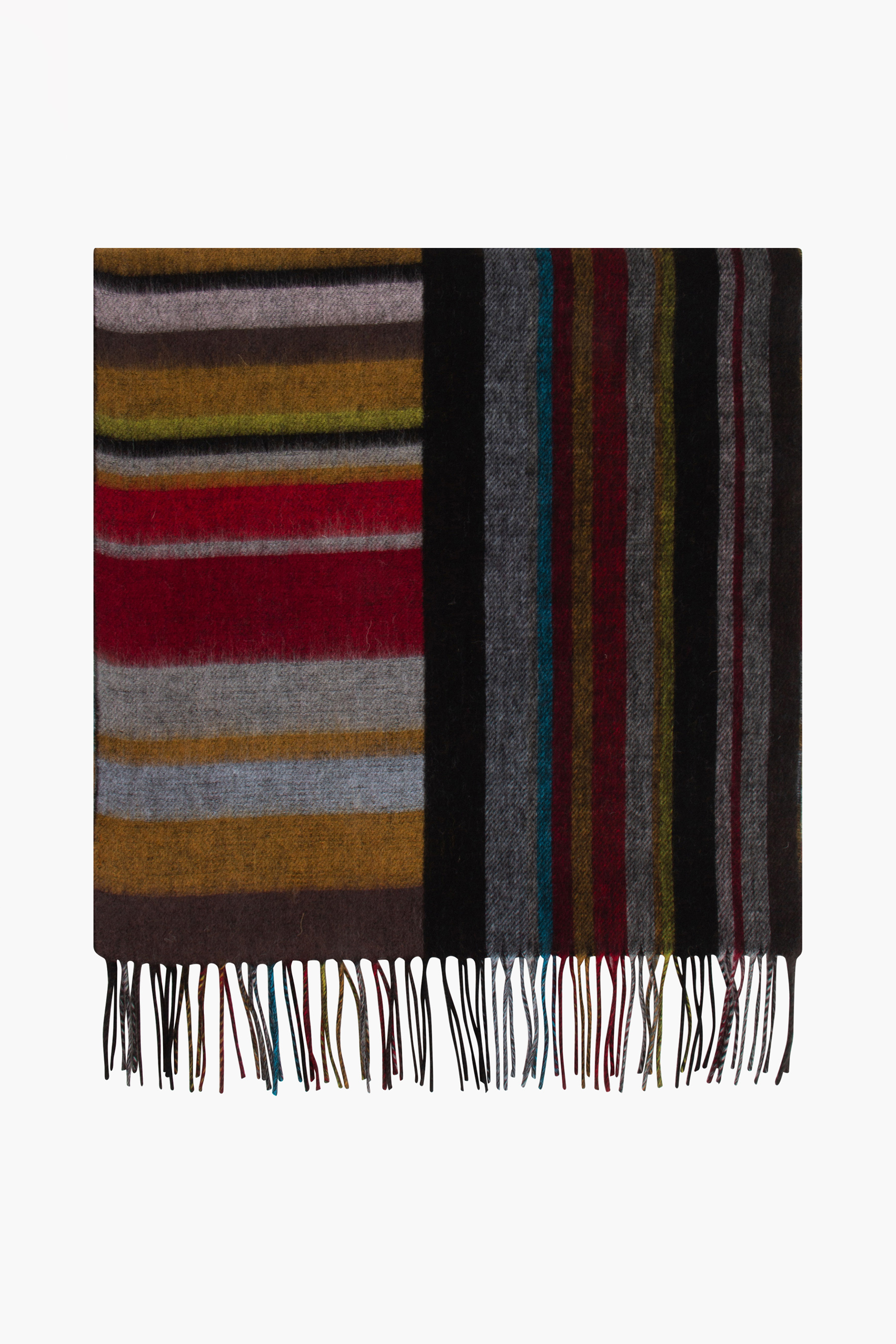 PAUL SMITH 'Signature Stripe' Mash Up Lambswool-Cashmere Blend Scarf