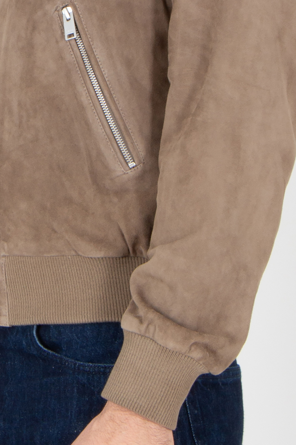 ARMA Regular Fit Goat Suede Bomber Jacket Didier