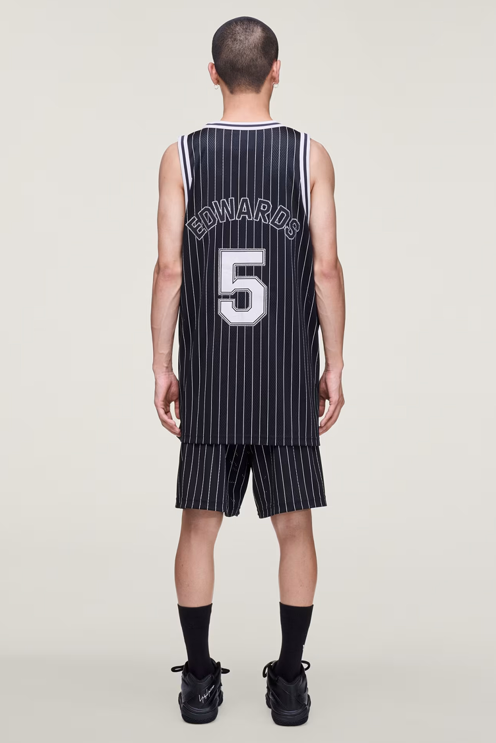 Y-3 Loose Fit Pinstripe Mesh Shorts