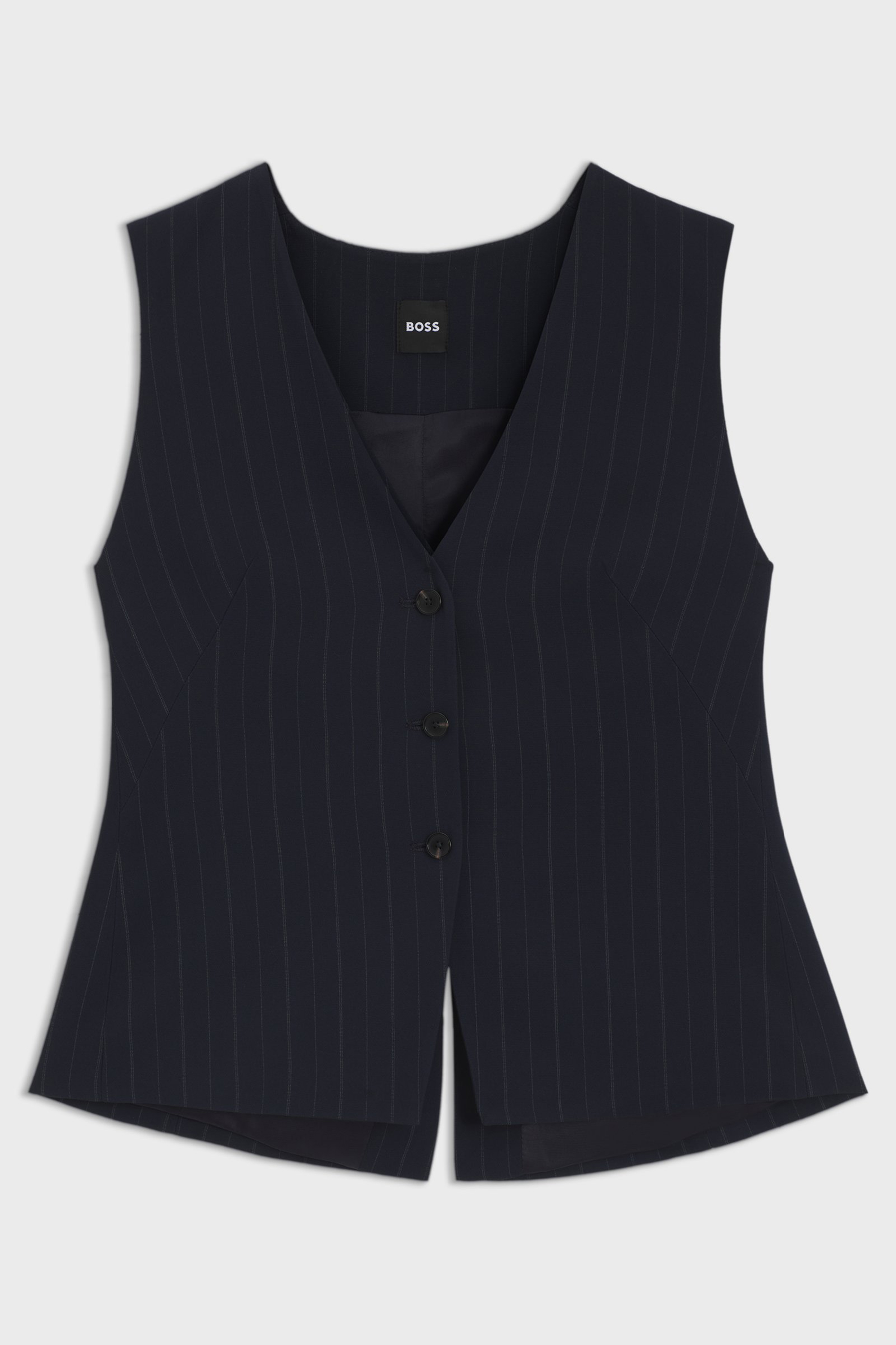 BOSS Regular Fit Pinstripe Viscose Waistcoat Julinia Bekleidung, Weste, Rettungsweste, Hemd