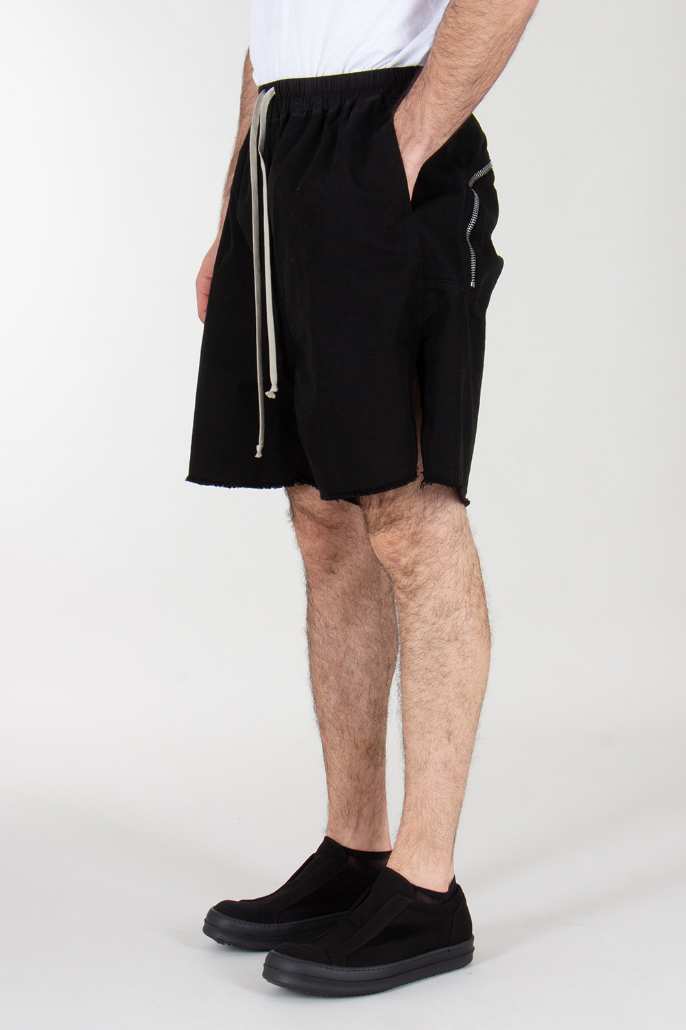 RICK OWENS DRKSHDW Wide Leg Cotton Canvas Shorts Butt Zip 