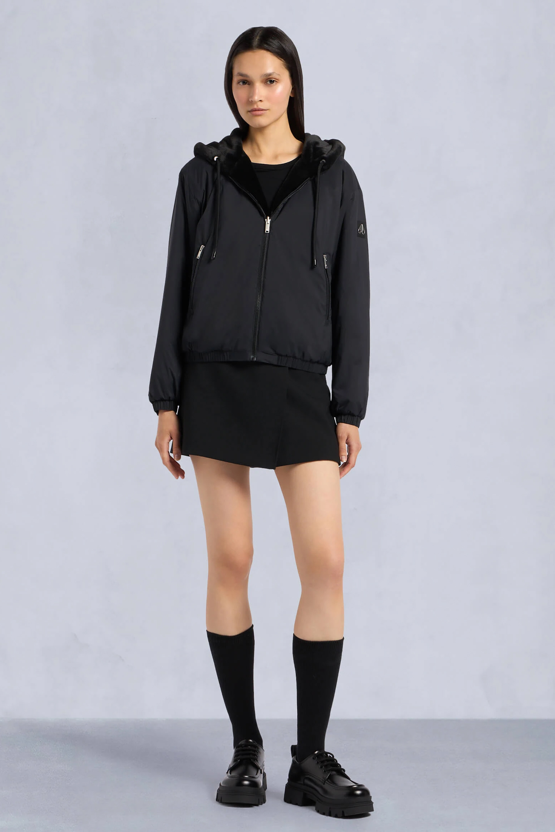 MOOSE KNUCKLES Oversized Fit Reversible Faux Fur & Nylon Ripstop Jacket Eaton Bunny 2 Bekleidung, Mantel, Person, Jacke, Rock