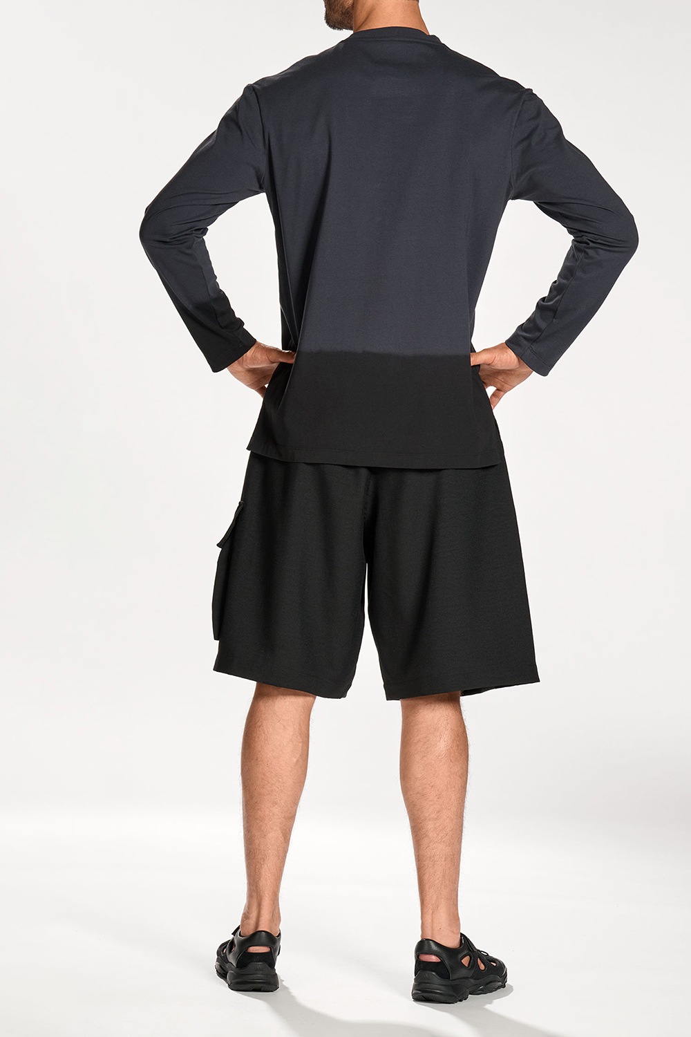 Y-3 Loose Fit Dip Effect Cotton Jersey Long-Sleeve T-Shirt