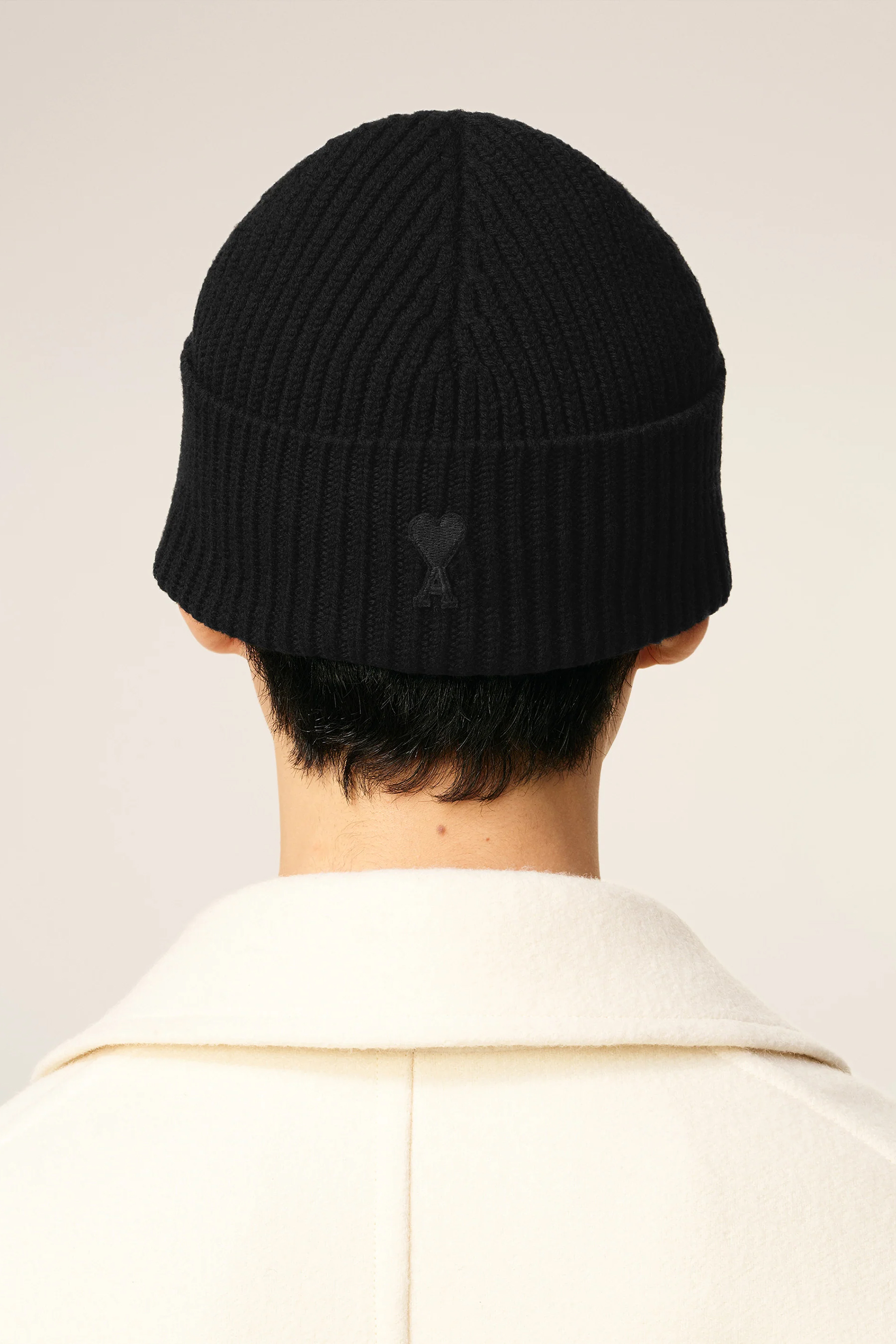 AMI PARIS Ami De Coeur Ribbed Virgin Wool Beanie Hut, Mütze, Erwachsener, Mann, Person