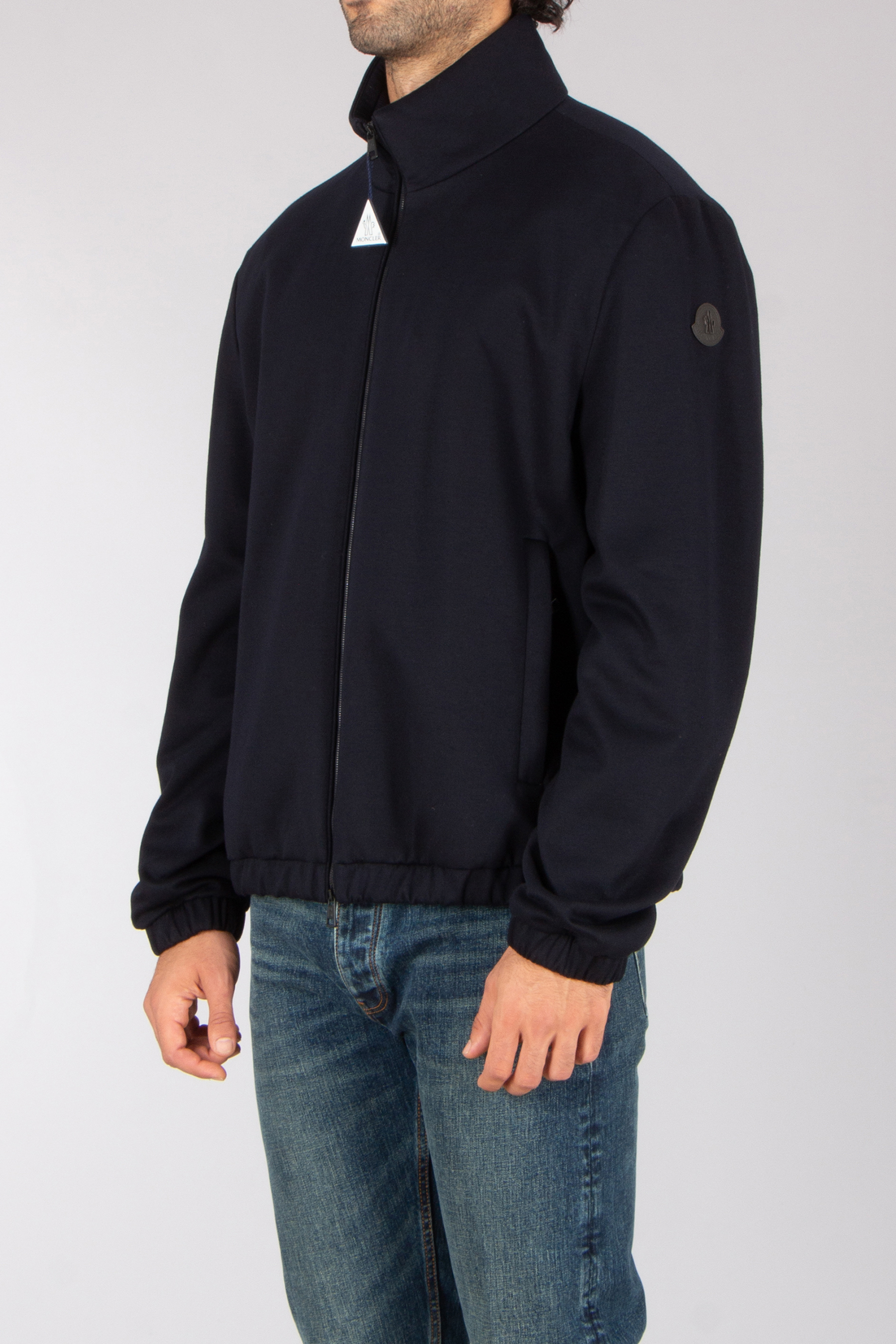 MONCLER Simorre Regular Fit Technical Cotton Blend Jersey Mantel, Jacke, Fleece, Langer Ärmel, Jeans