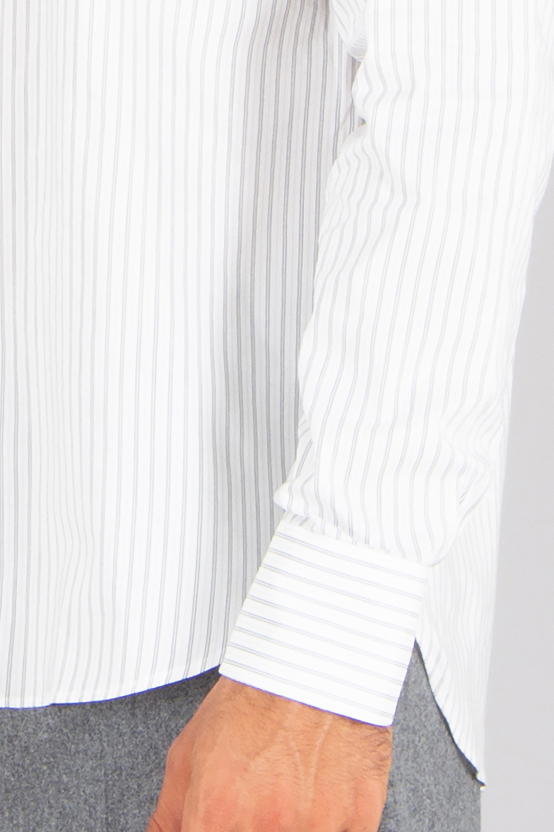 CANALI Regular Fit Striped Cotton-Silk Poplin Shirt Langarm, Hemd, Ärmel, Kleid, Hemd, Person