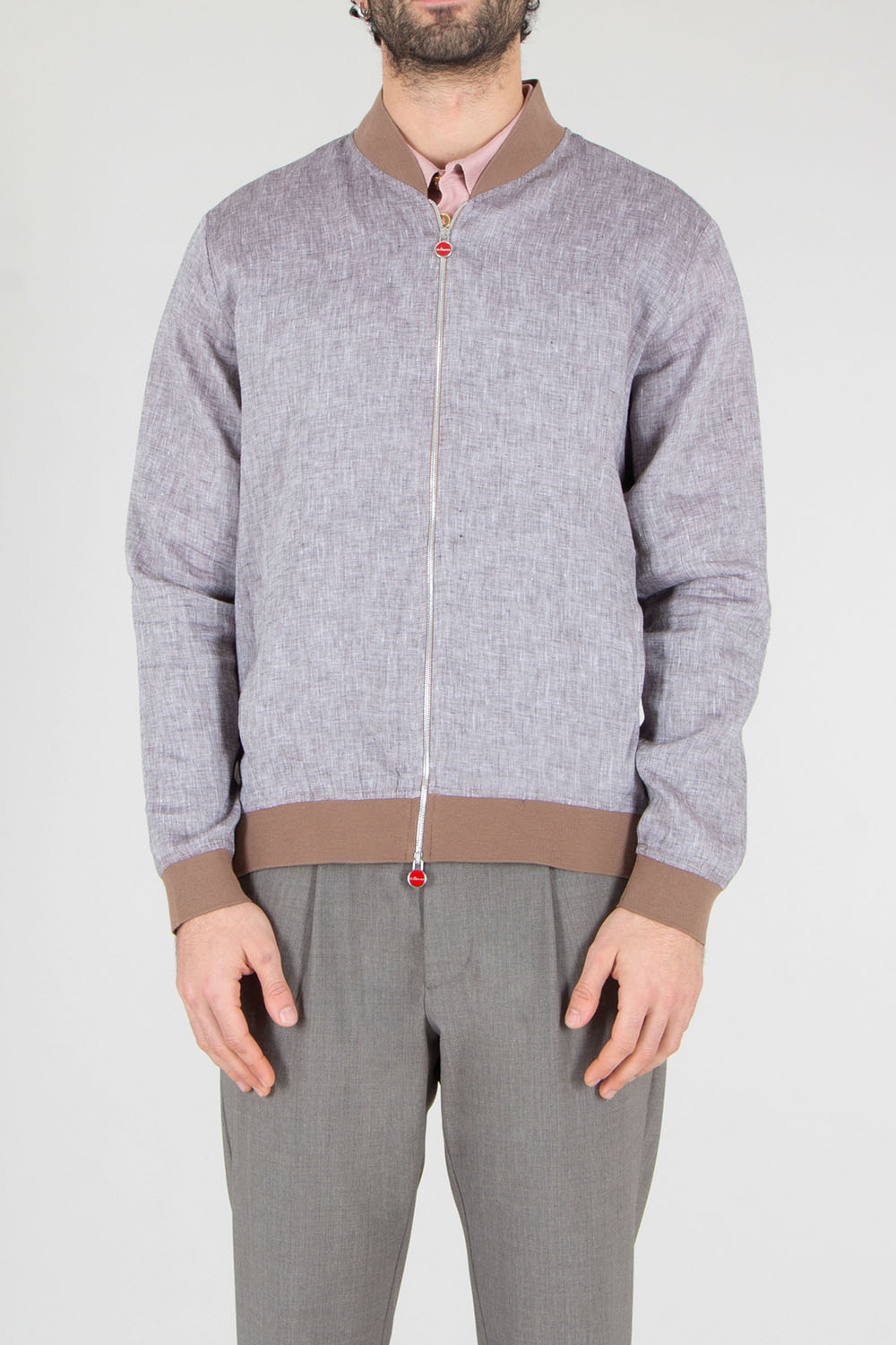 KITON Regular Fit Linen Bomber Jacket