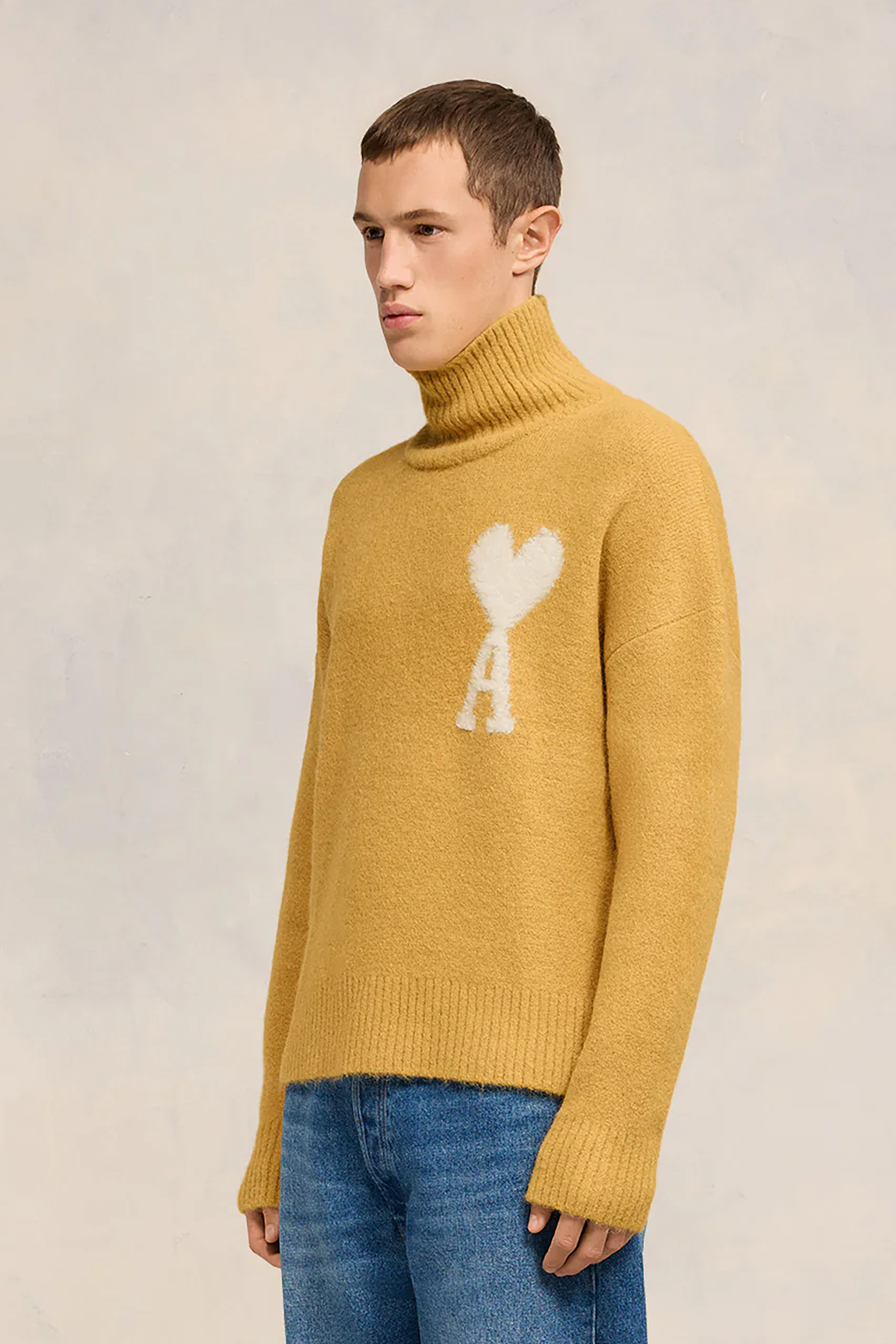AMI PARIS Ami De Coeur Alpaca Blend Funnel Neck Sweater AMI PARIS Ami De Coeur Alpaca Blend Funnel Neck Sweater