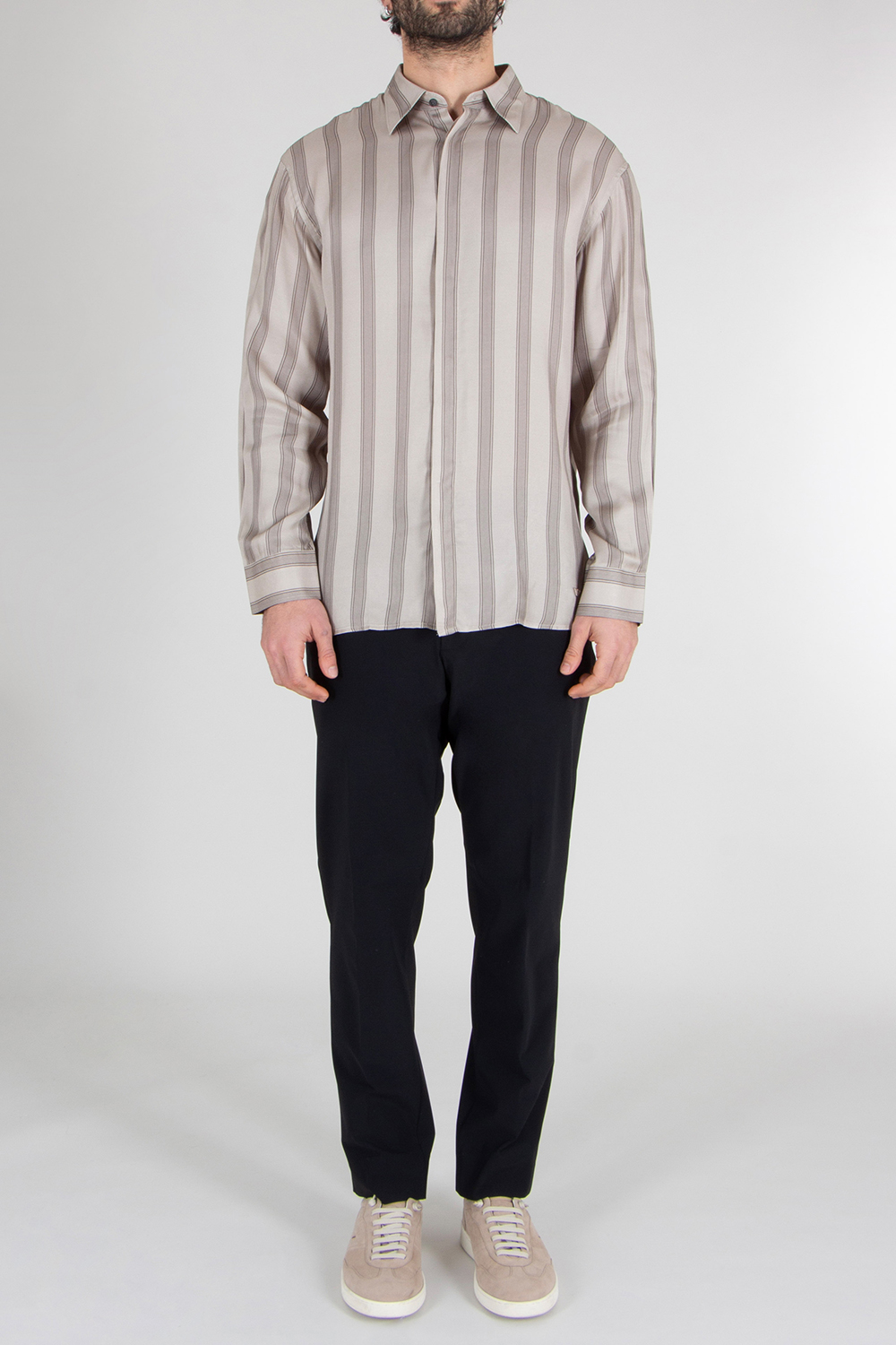 EMPORIO ARMANI Comfort Fit Striped Eco Viscose Satin Shirt