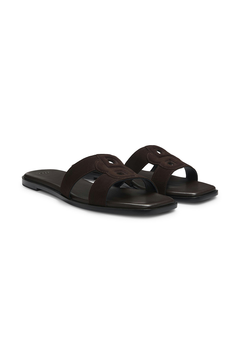 BOSS Suede Slides With Embroidered Double 'B' Monogram